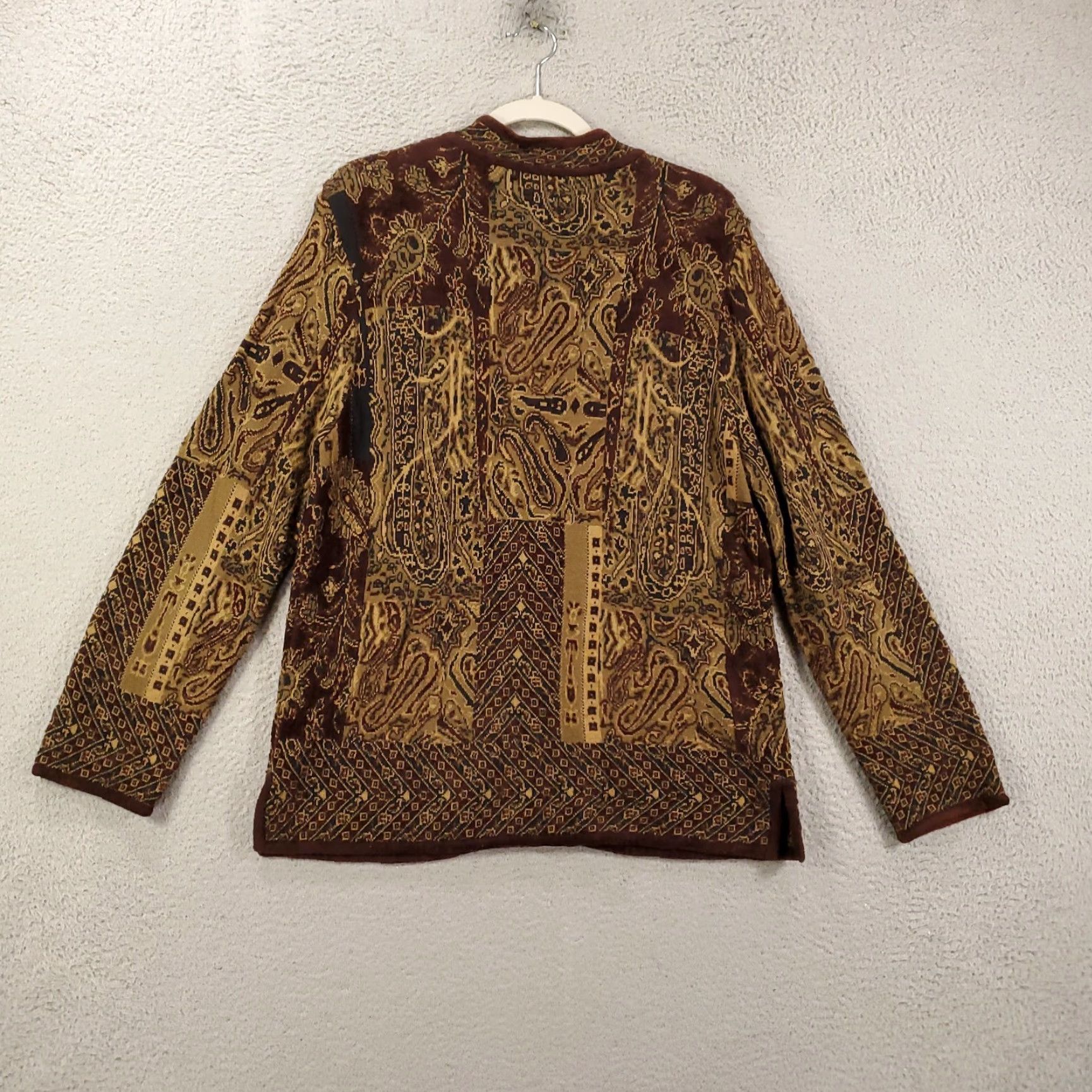 Vintage Chicos Jacket Womens M Brown Multi Pattern Geometric Wool Blend Button Up (Chico's) Size M / US 6-8 / IT 42-44 - 7 Thumbnail