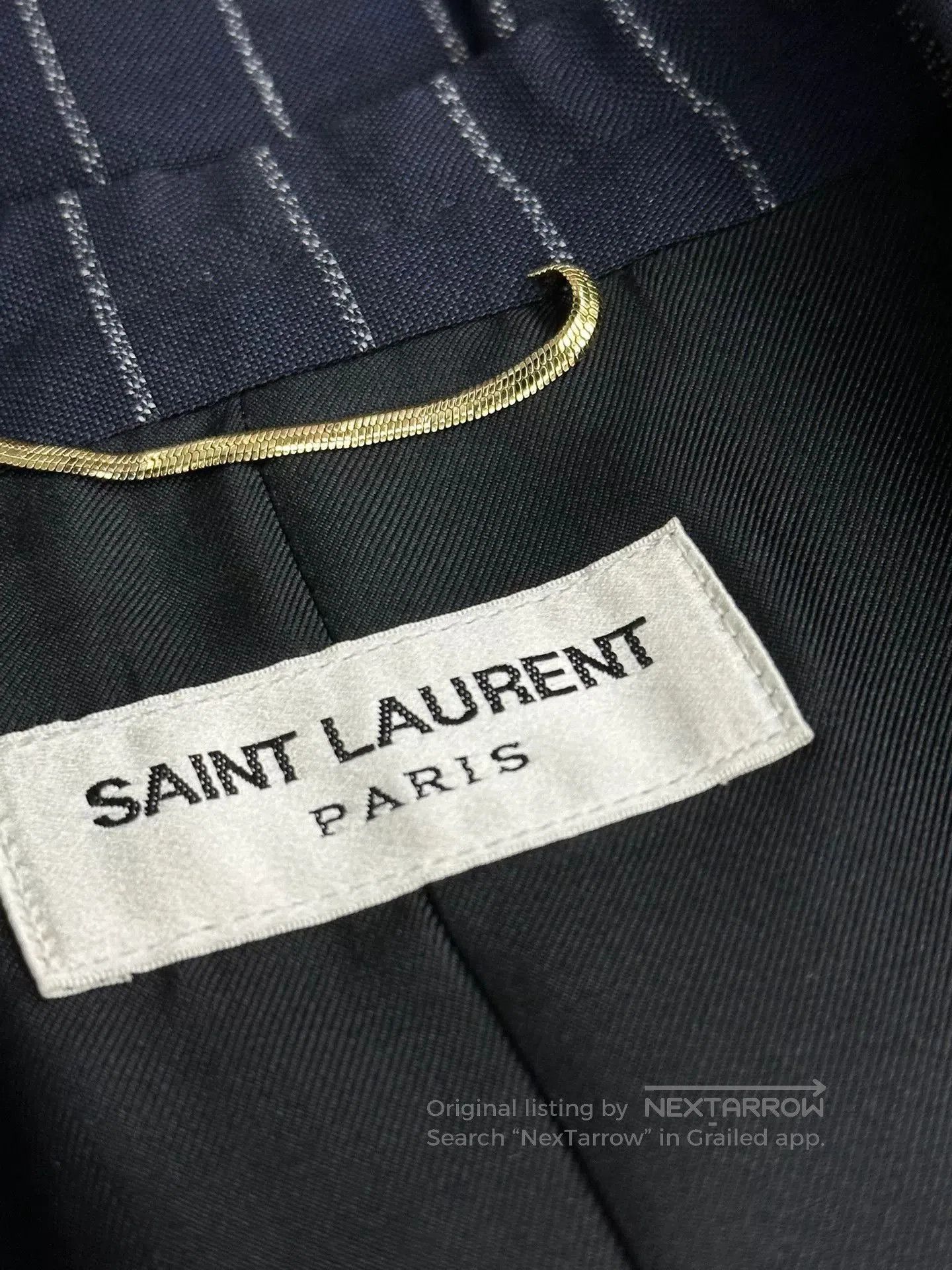 Saint Laurent Paris Saint Laurent YSL Dark Blue Pinstripe Blazer. Size S / US 4 / IT 40 - 3 Thumbnail