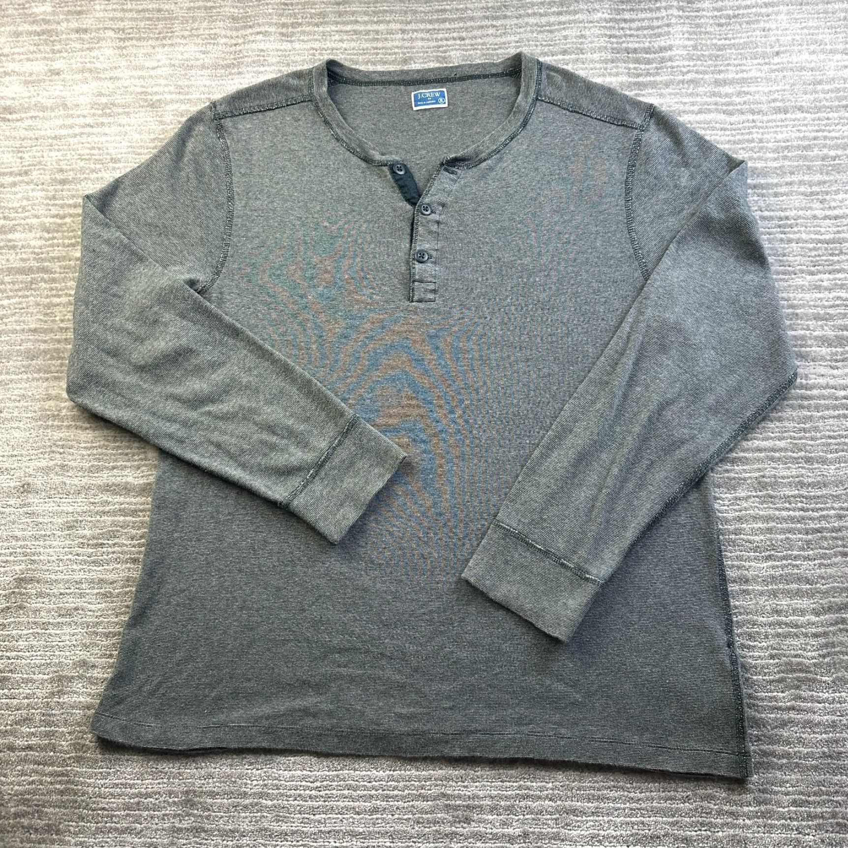 J.Crew J. Crew Shirt Mens XL Gray Henley Knit Button Long Sleeve T-Shirt Regular Cotton Knit Casual Vintage No Size US XL / EU 56 / 4 - 2 Thumbnail