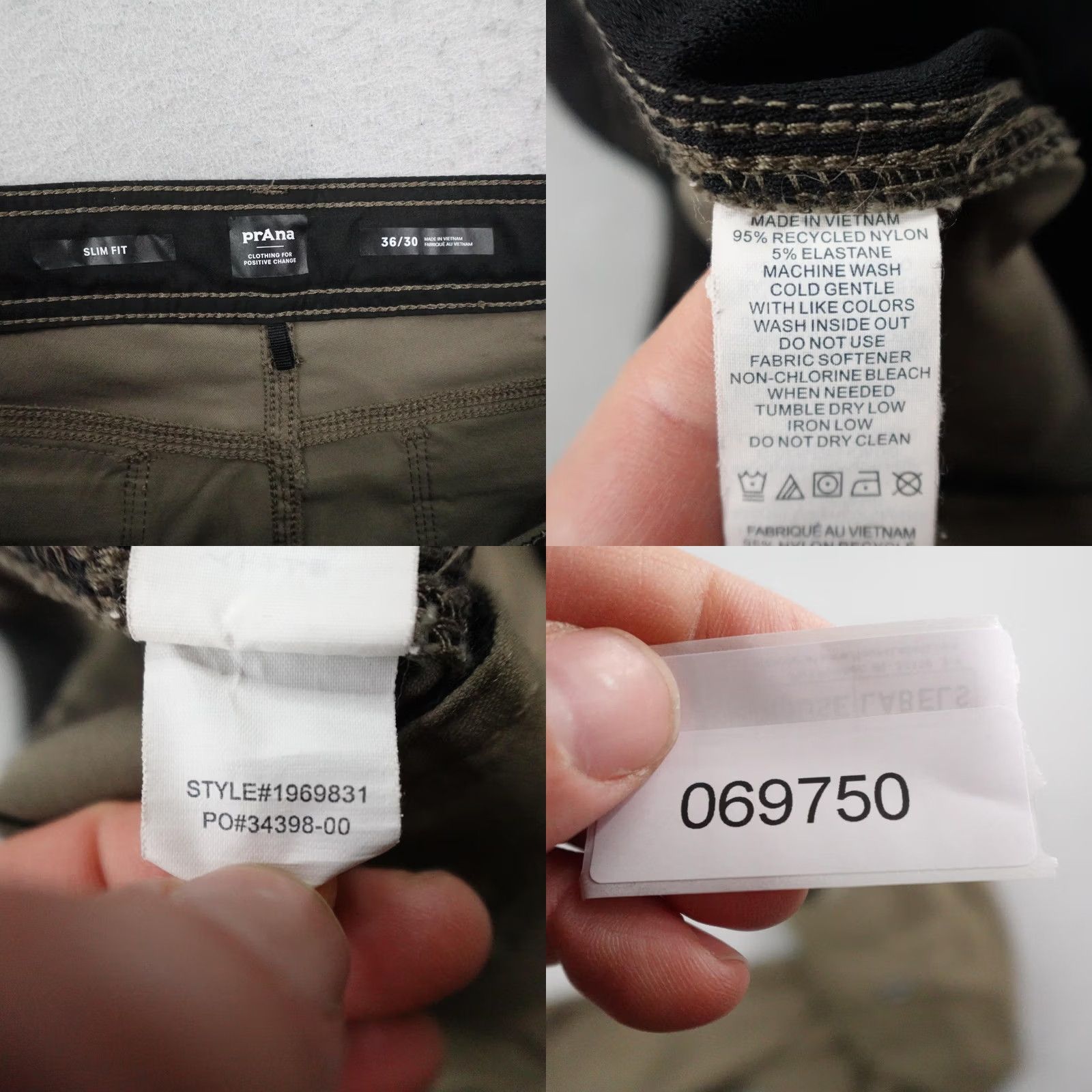 Prana Prana Pants Mens Beige 36x30 Slim Fit Stretch Zion Cargo Hiking Trail Size US 36 / EU 52 - 10 Thumbnail