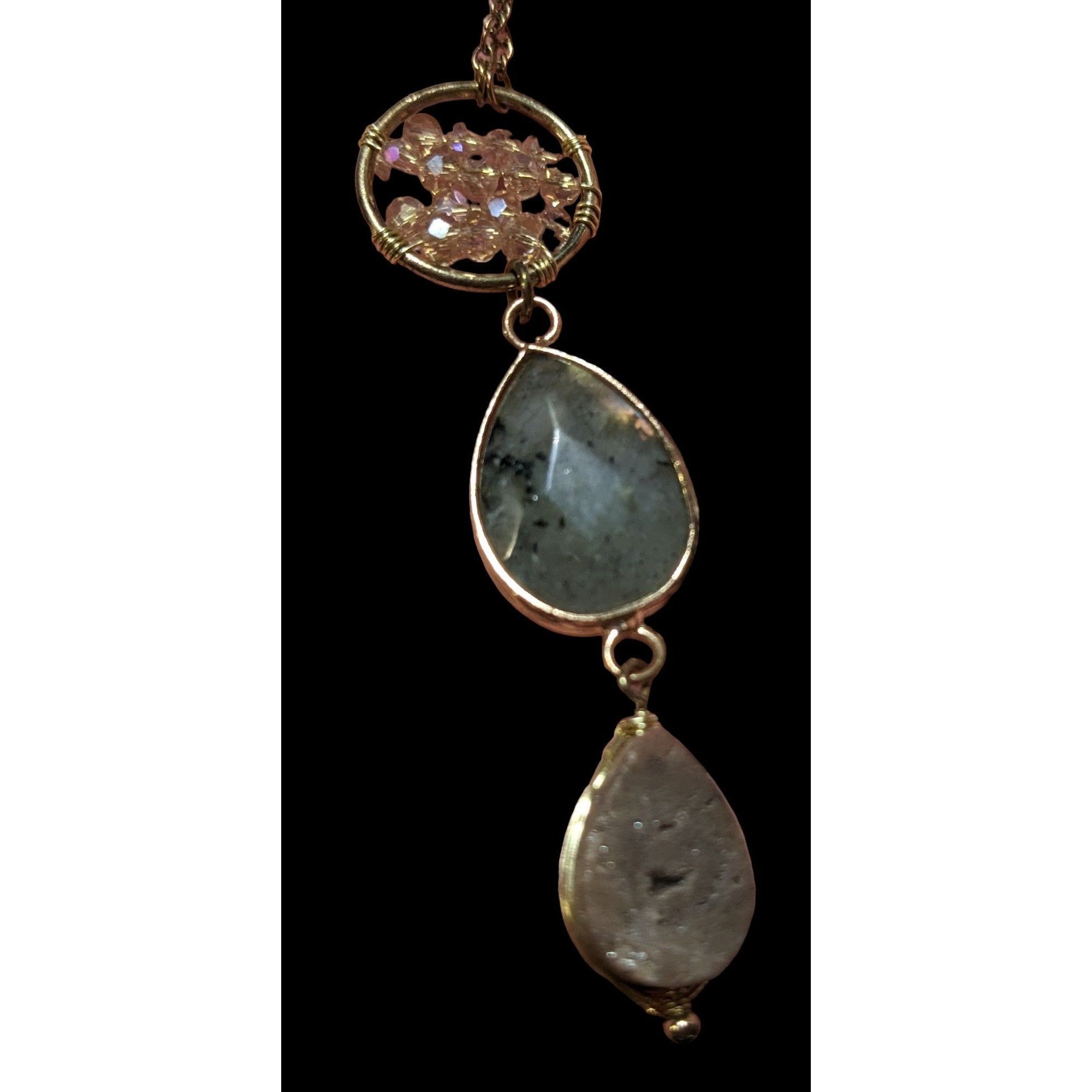 Other Gemstone Druzy Multilayer Charm Necklace Size ONE SIZE - 5 Thumbnail