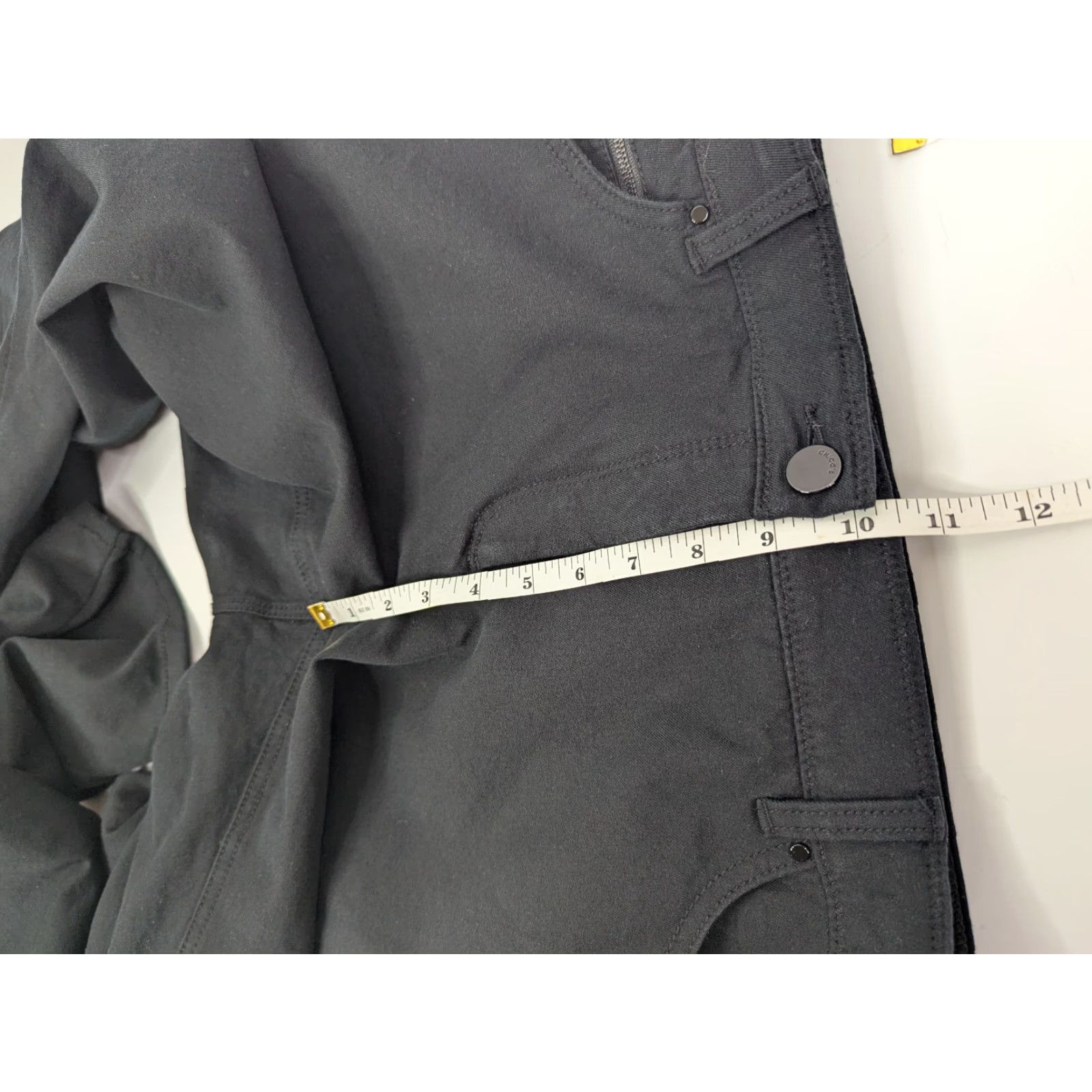 Vintage Chicos Women Slimming Ankle Pants Size L Black Stretch Cotton Rayon Spandex Twill Flat Front Moderate Modern Business Casual Size 36" / US 14 / IT 50 - 6 Thumbnail