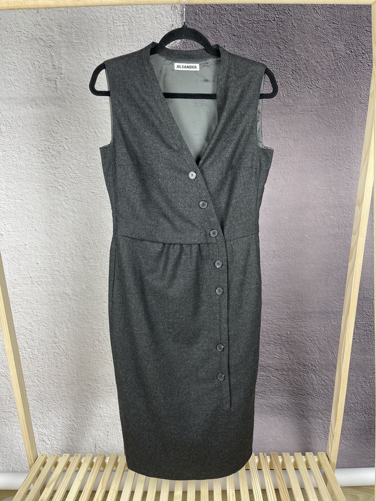 Jil Sander JIL SANDER grey wool cashmere Sleeveless Shift Dress Sz 40 Size S / US 4 / IT 40 - 2 Thumbnail