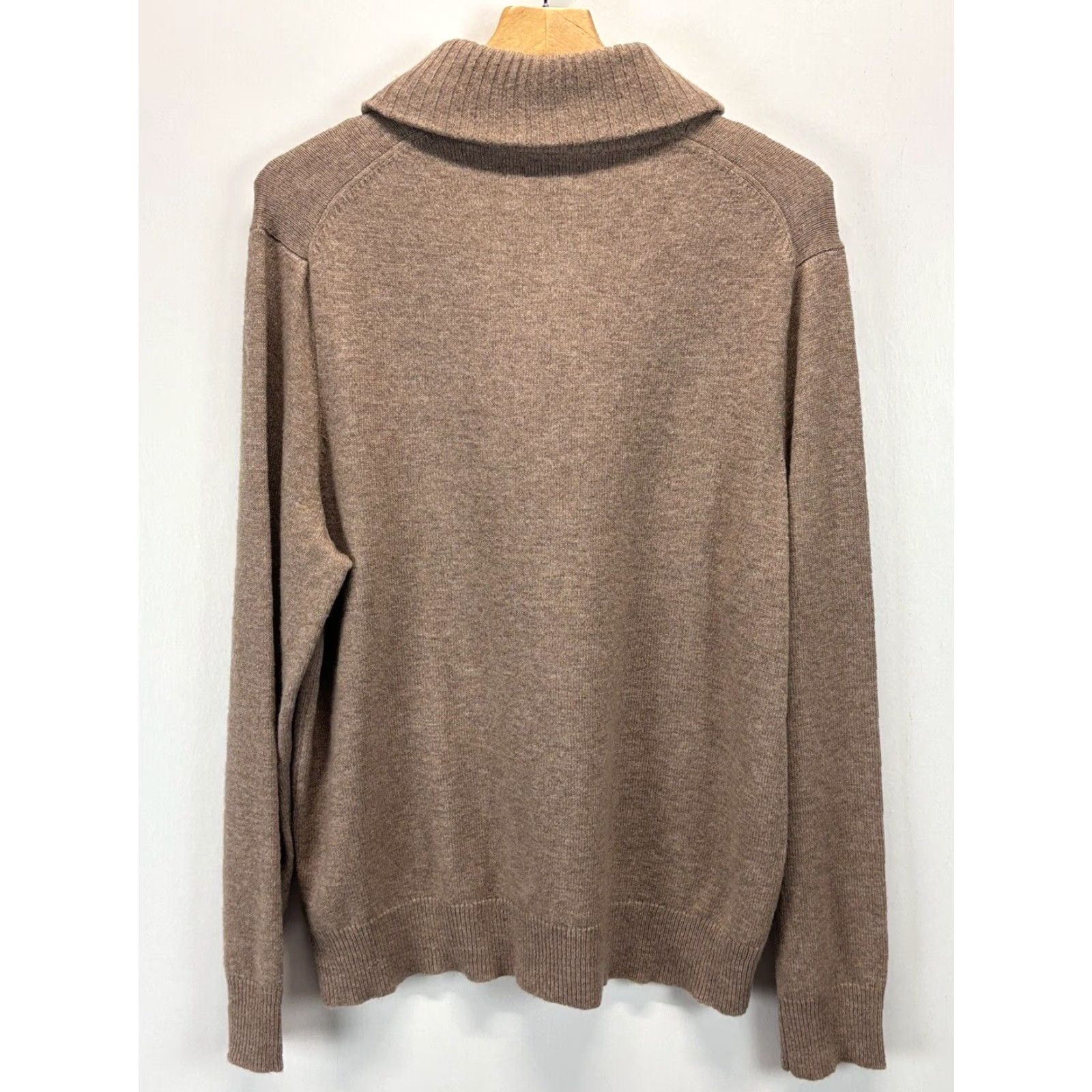 J.Crew VINTAGE J.CREW FACTORY Shawl Collar Sweater Men XL Light Brown Lambswool Blend Pullover Mens Size US XL / EU 56 / 4 - 2 Thumbnail