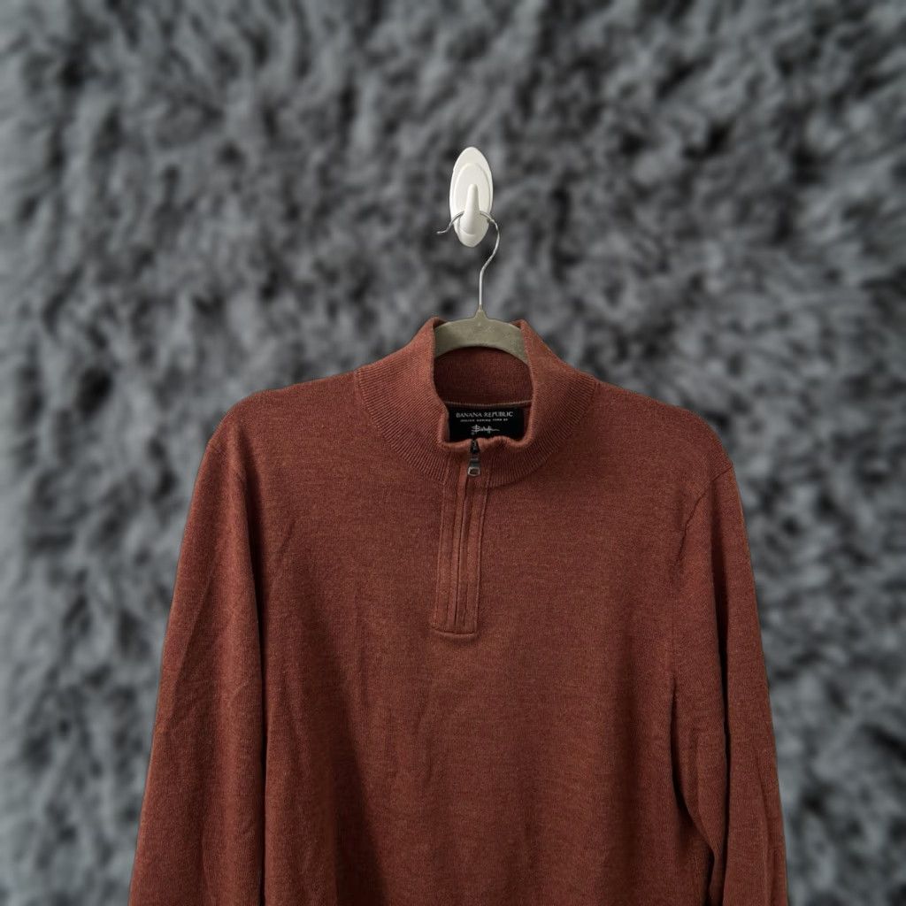 Banana Republic Banana Republic Sweater Mens Medium Orange Baruffa 100% Merino Wool 1/4 Zip L/S Size US M / EU 48-50 / 2 - 1 Thumbnail