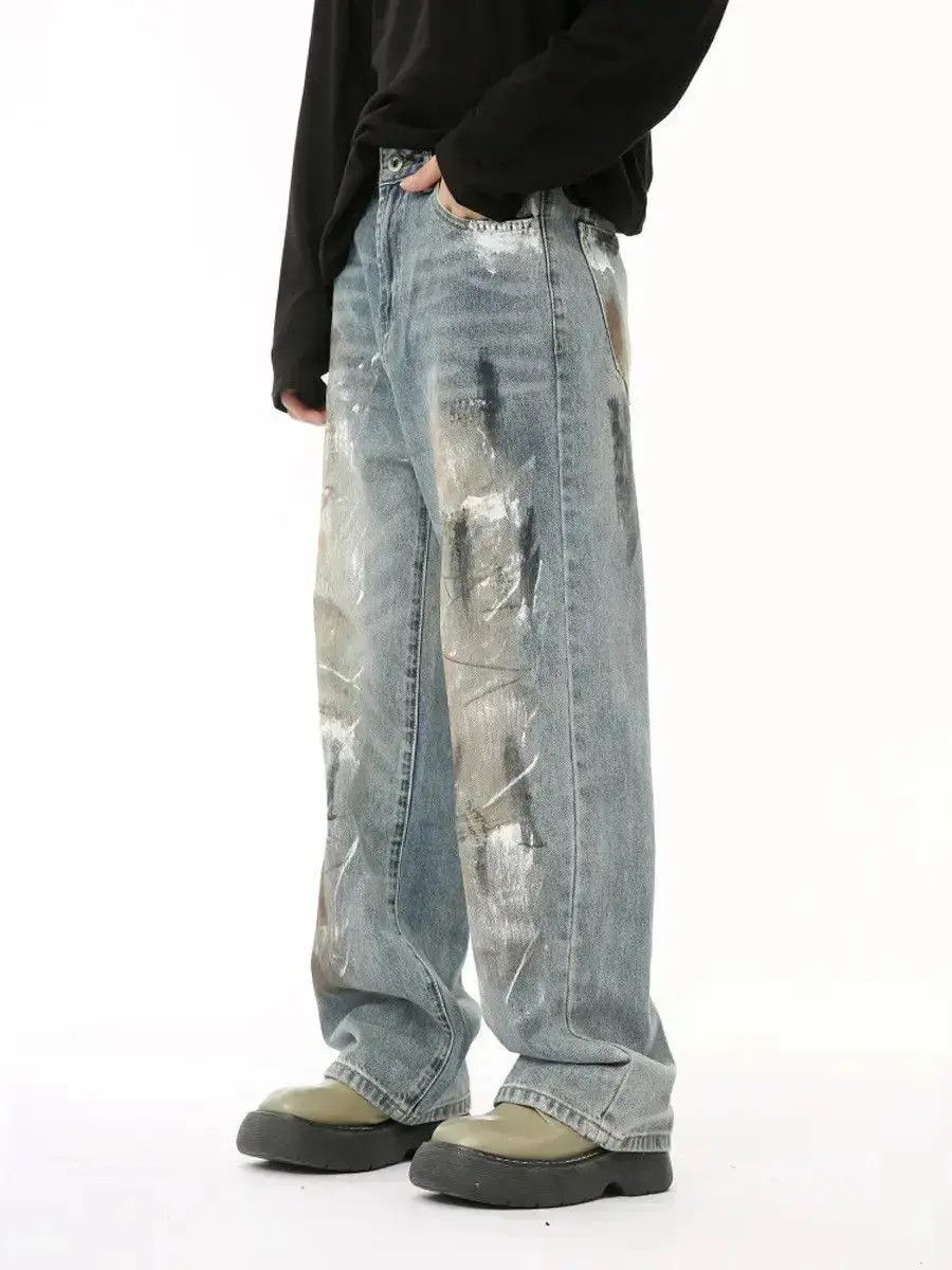 Japanese Brand Retro loose wide leg graffiti jeans Size US 32 / EU 48 - 4 Thumbnail