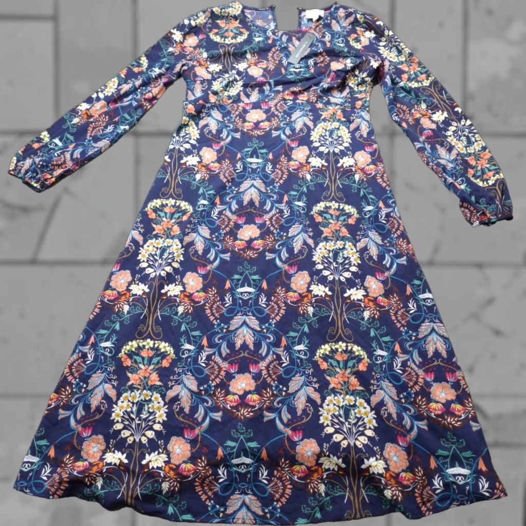 Vintage VINTAGE I. Madeline Womens Dress Large Blue Navy Garden Splendor NEW Size L / US 10 / IT 46 - 1 Thumbnail