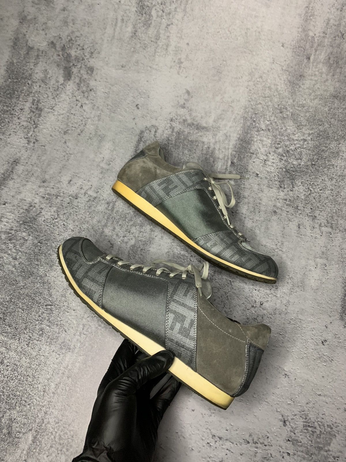 image of Fendi Black Monogram Sneakers, Men's (Size 8.5)