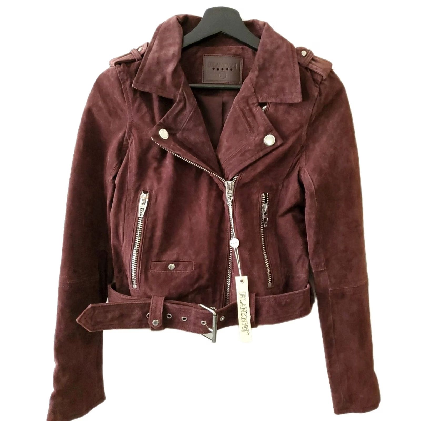Vintage BlankNYC Suede Moto Jacket Women's Size XS Dark Plum Asymmetrical Zip New Size XS / US 0-2 / IT 36-38 - 2 Thumbnail