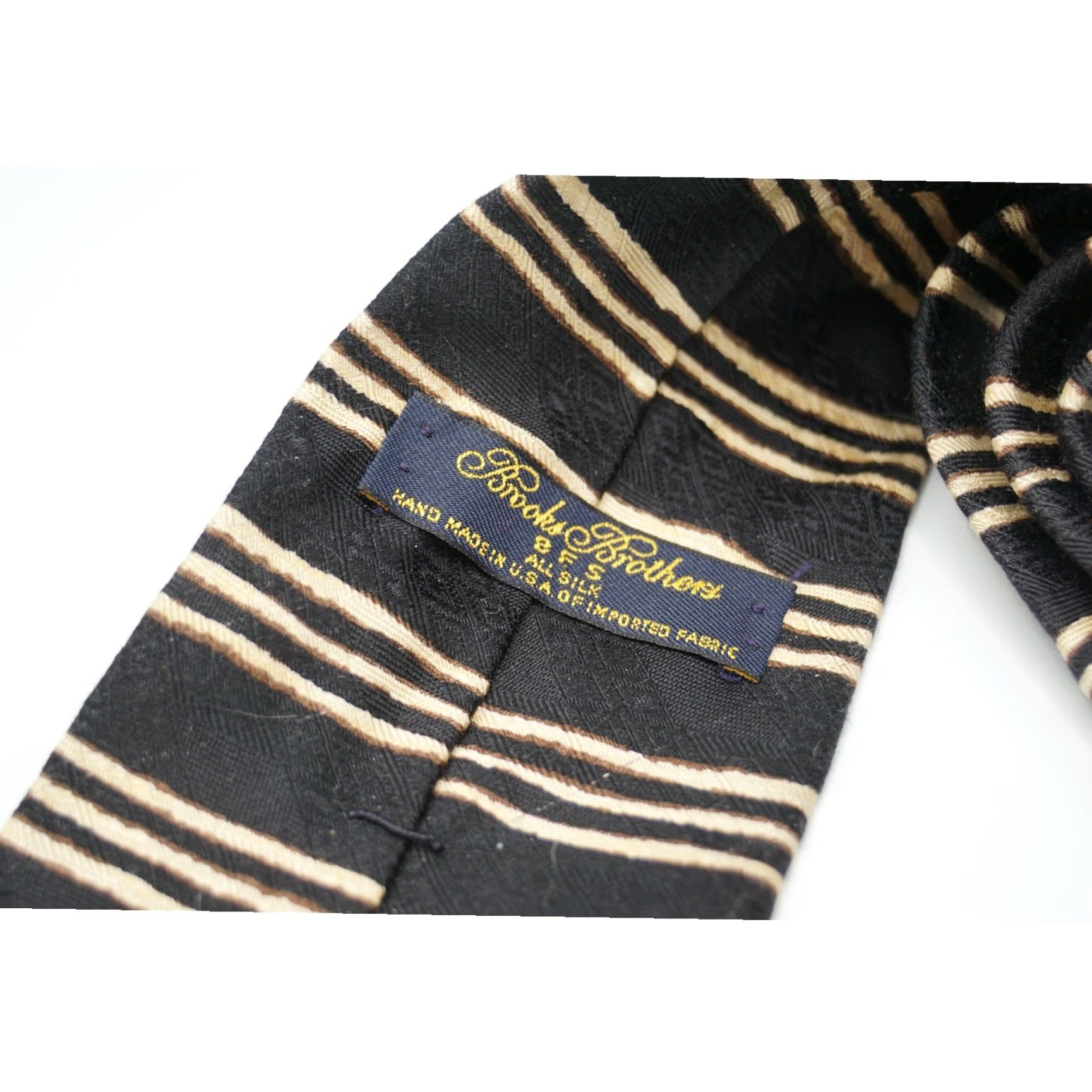 Brooks Brothers VINTAGE Brooks Brothers BFS Tie Black Stripes 100% Silk Handmade in USA 58" Short 3-1/2" Wide Mens Size ONE SIZE - 2 Thumbnail