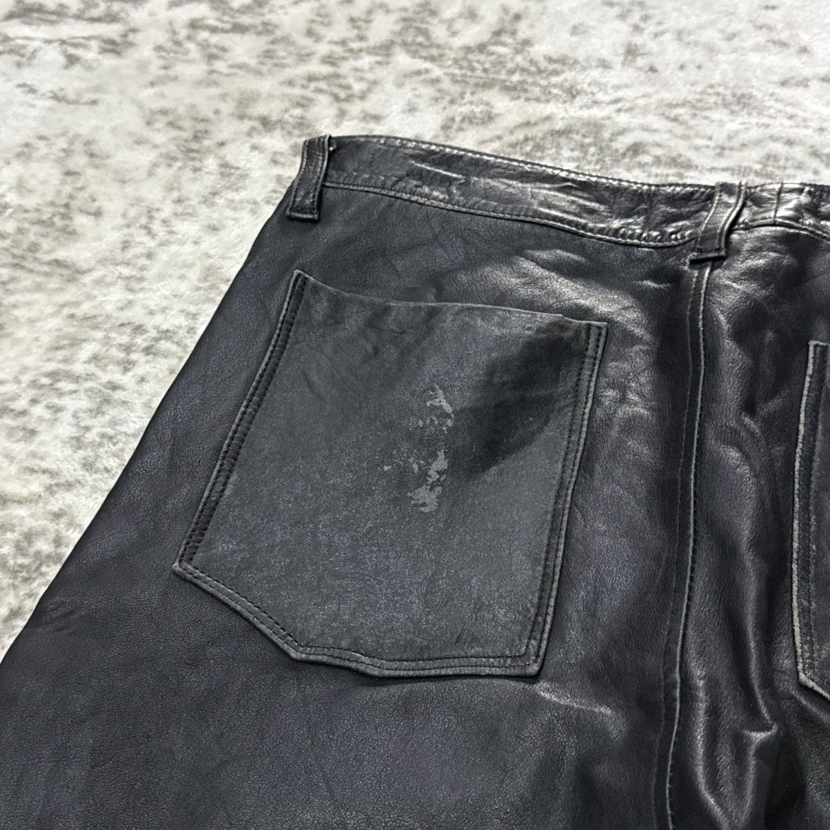 Rei Kawakubo 2000s Japanese Brand Distressed Patina Biker Leather Pants Size US 30 / EU 46 - 10 Thumbnail