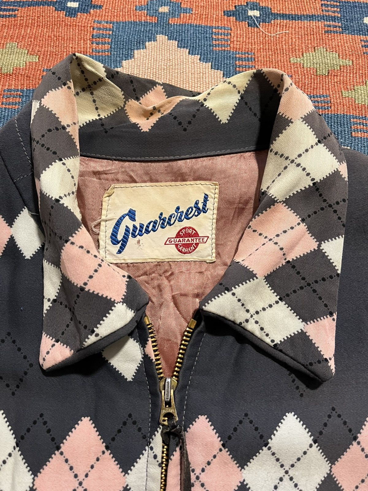 Vintage Vintage 50’s Rayon Gaberdine Atomic Argyle Ricky Jacket Sz L Size US L / EU 52-54 / 3 - 3 Thumbnail