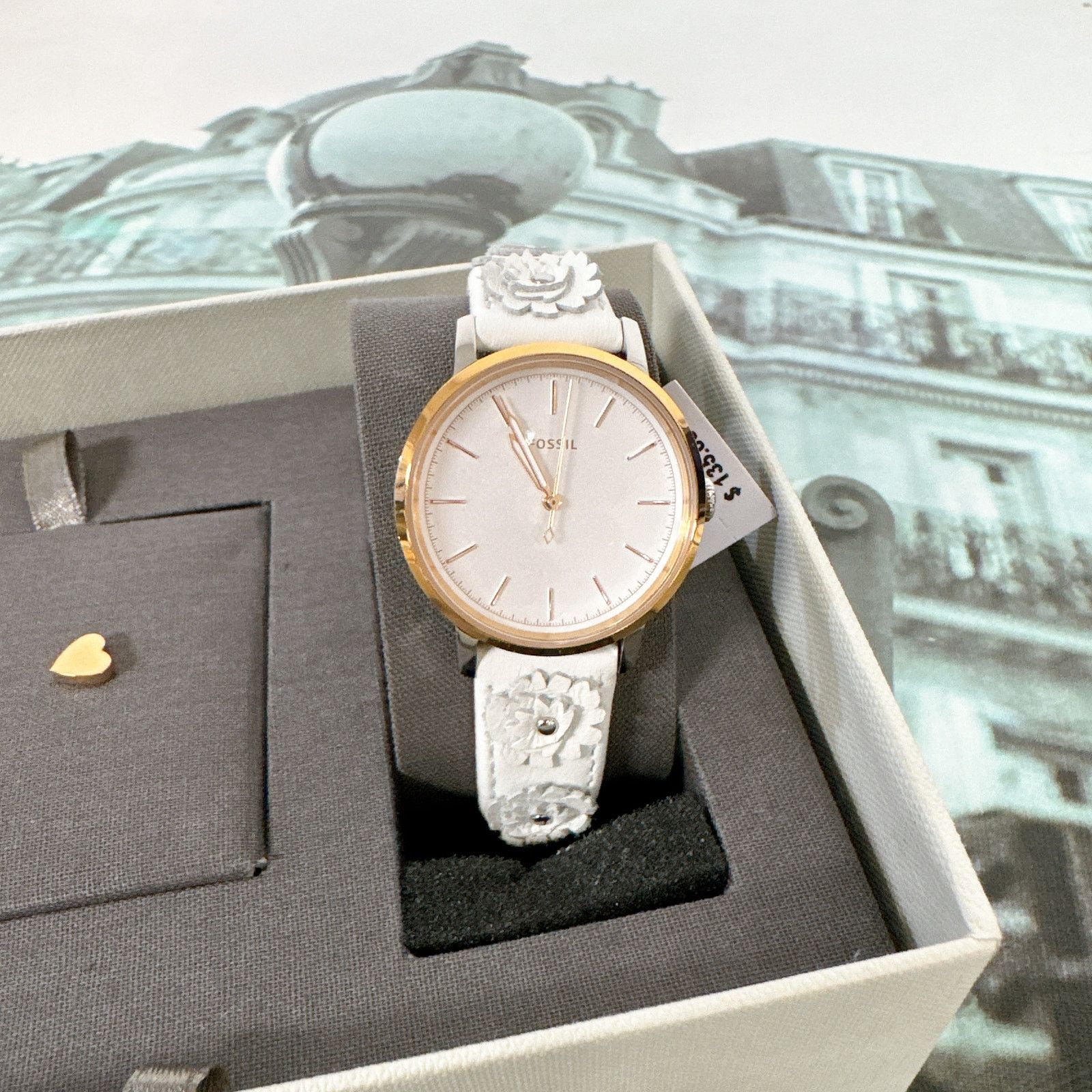 Fossil Fossil ES4383SET Neely Three-Hand White Leather Watch Size ONE SIZE - 4 Thumbnail