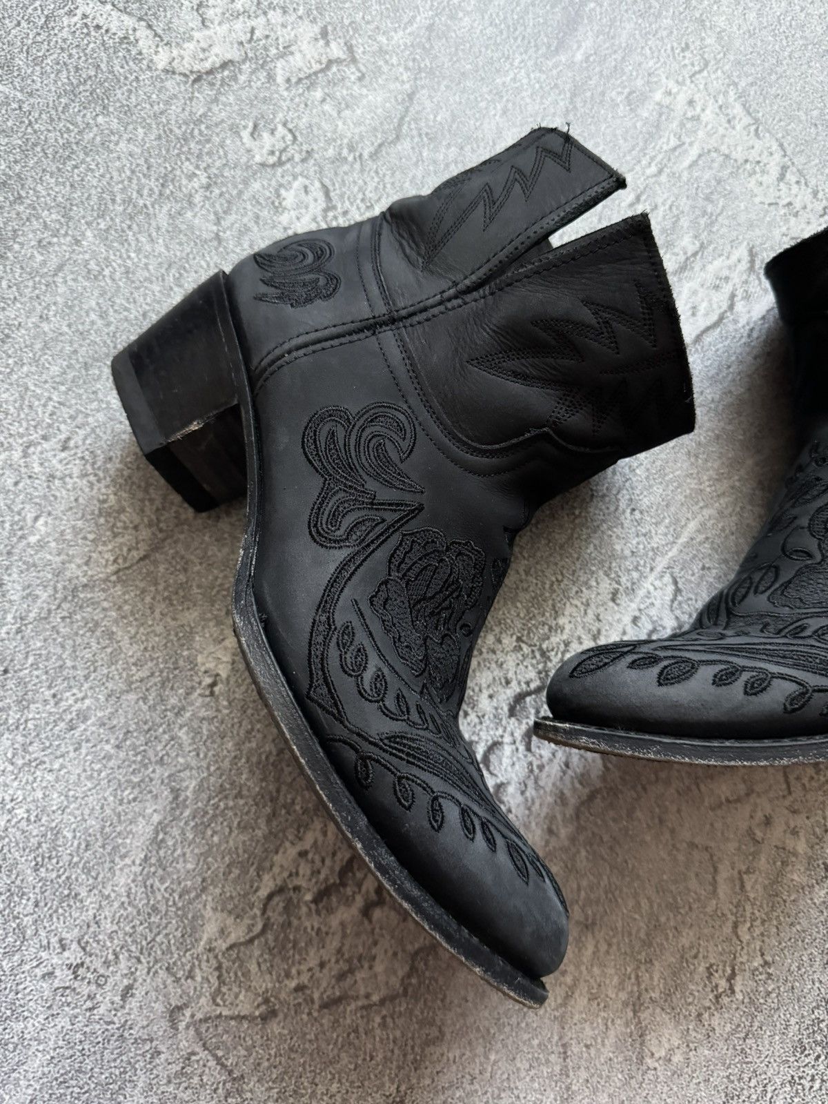 Sendra × Vintage Sendra 39 Wmns black leather cowboy boots hi top Size US 9 / IT 39 - 4 Thumbnail