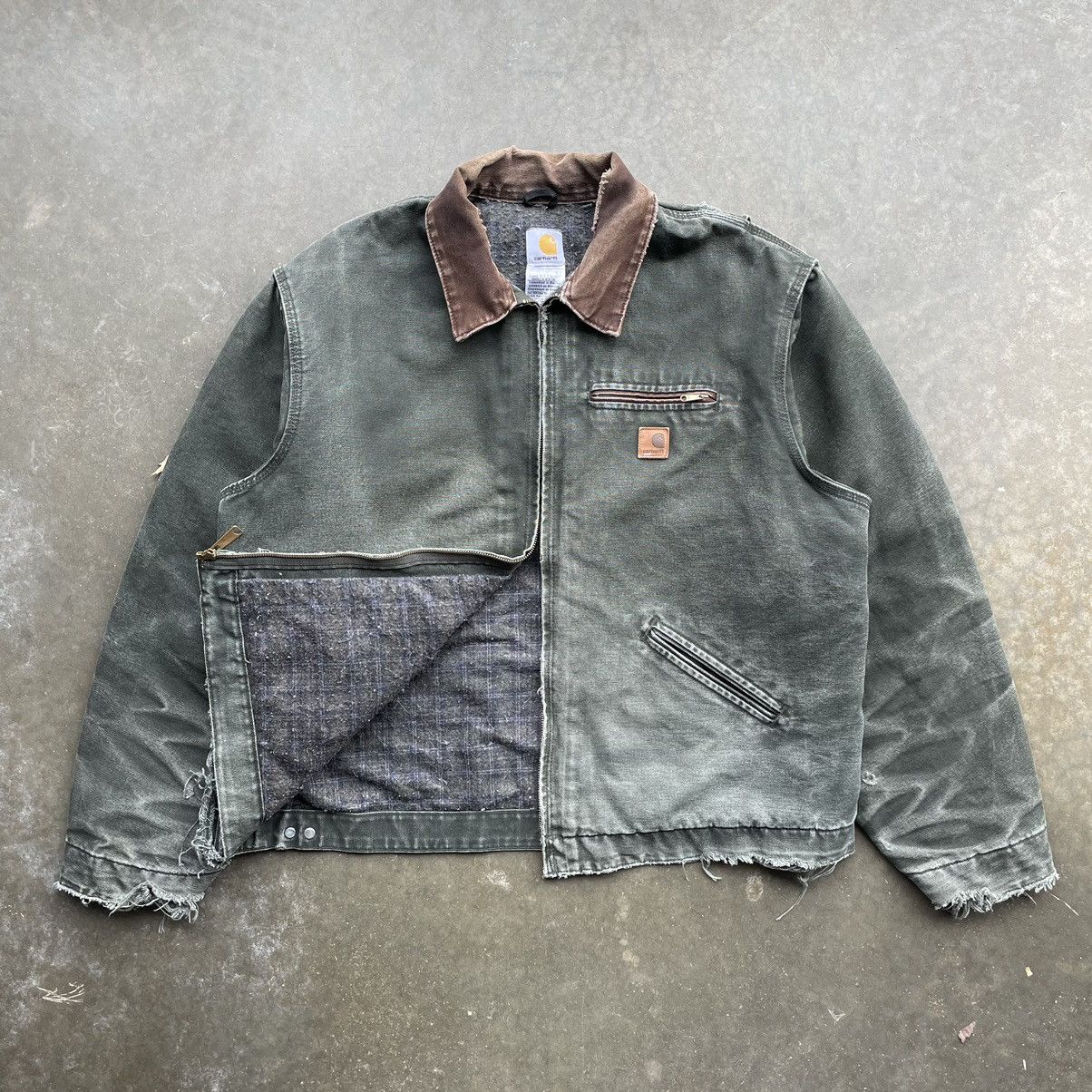 Carhartt × Vintage Vintage Moss Green Carhartt Detroit Jacket Blanket Lined 90s Size US XXL / EU 58 / 5 - 1 Thumbnail