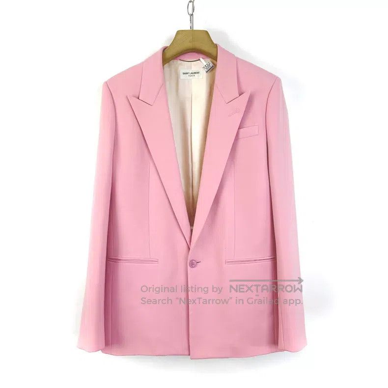 Saint Laurent Paris Saint Laurent Paris Ladies pink waist-cinching casual blaz Size L / US 10 / IT 46 - 1 Thumbnail