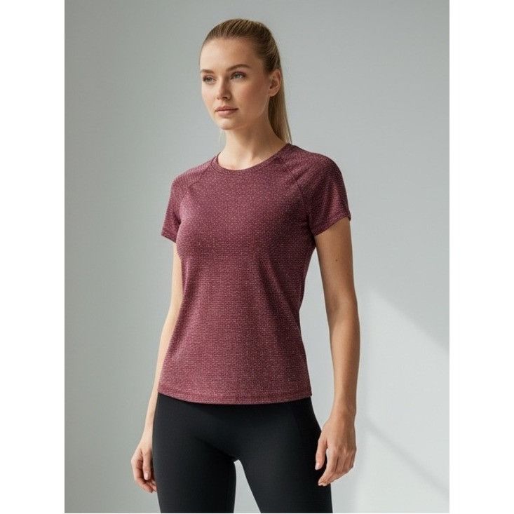 Athleta Athleta Women's Short Sleeve Crewneck Tee in Burgundy with M Size L / US 10 / IT 46 - 1 Thumbnail