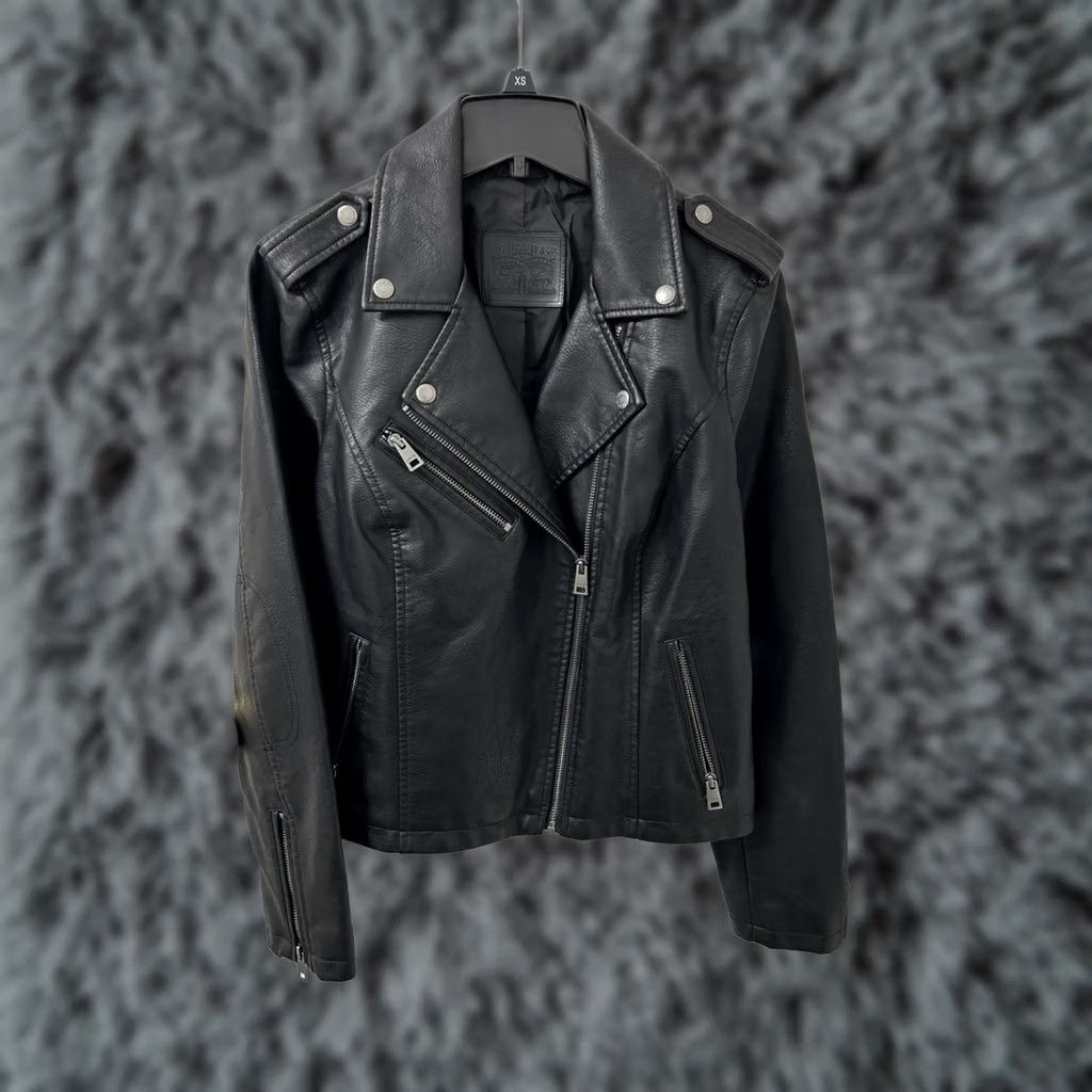 Levi's Levis Womens Faux Leather Moto Jacket Size M Black Asymmetrical Zip Biker Jacket Coat Size M / US 6-8 / IT 42-44 - 1 Thumbnail