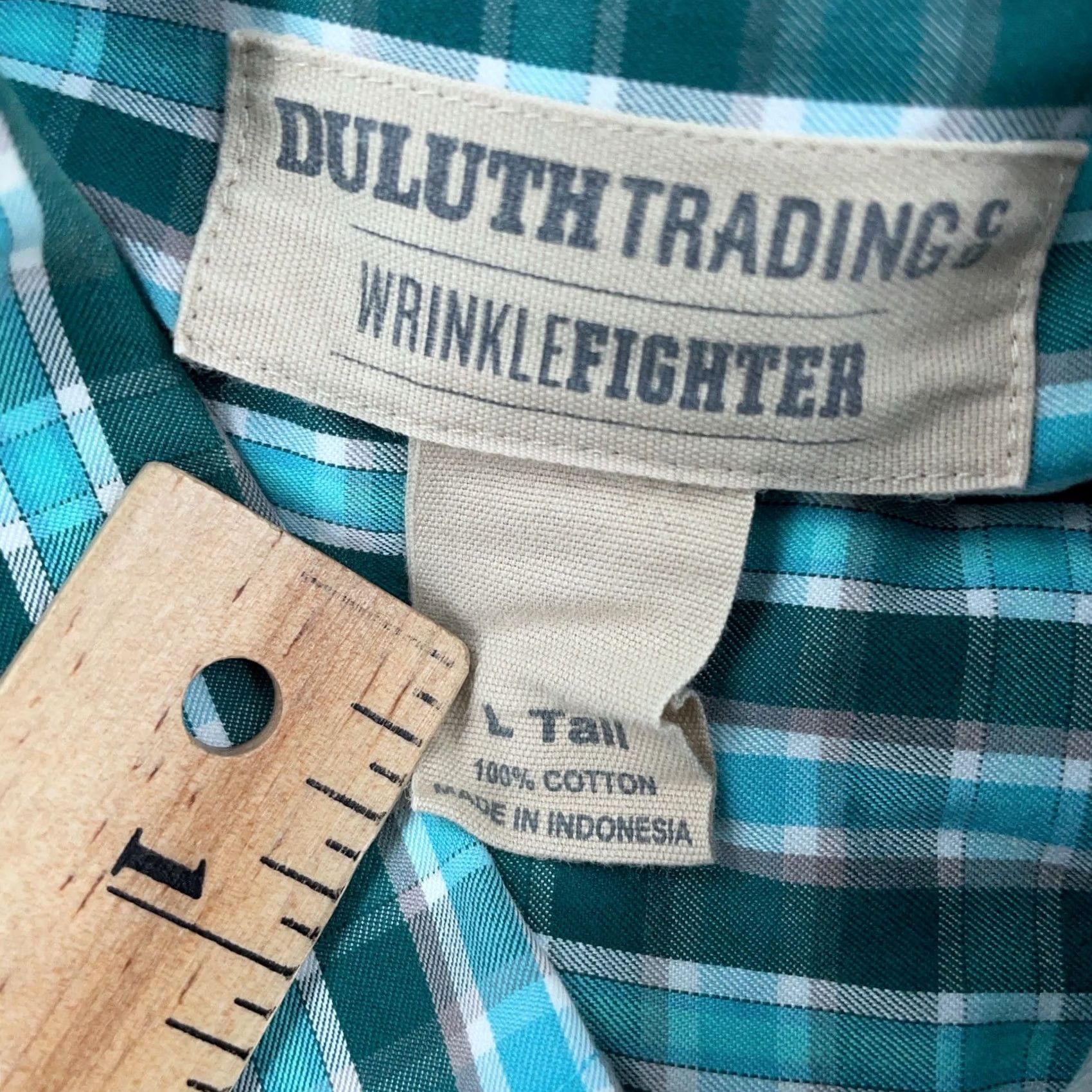 Vintage Duluth Wrinklefighter Shirt Men LT Green Plaid Slim Collared Button-Down Shirt Size US L / EU 52-54 / 3 - 4 Thumbnail
