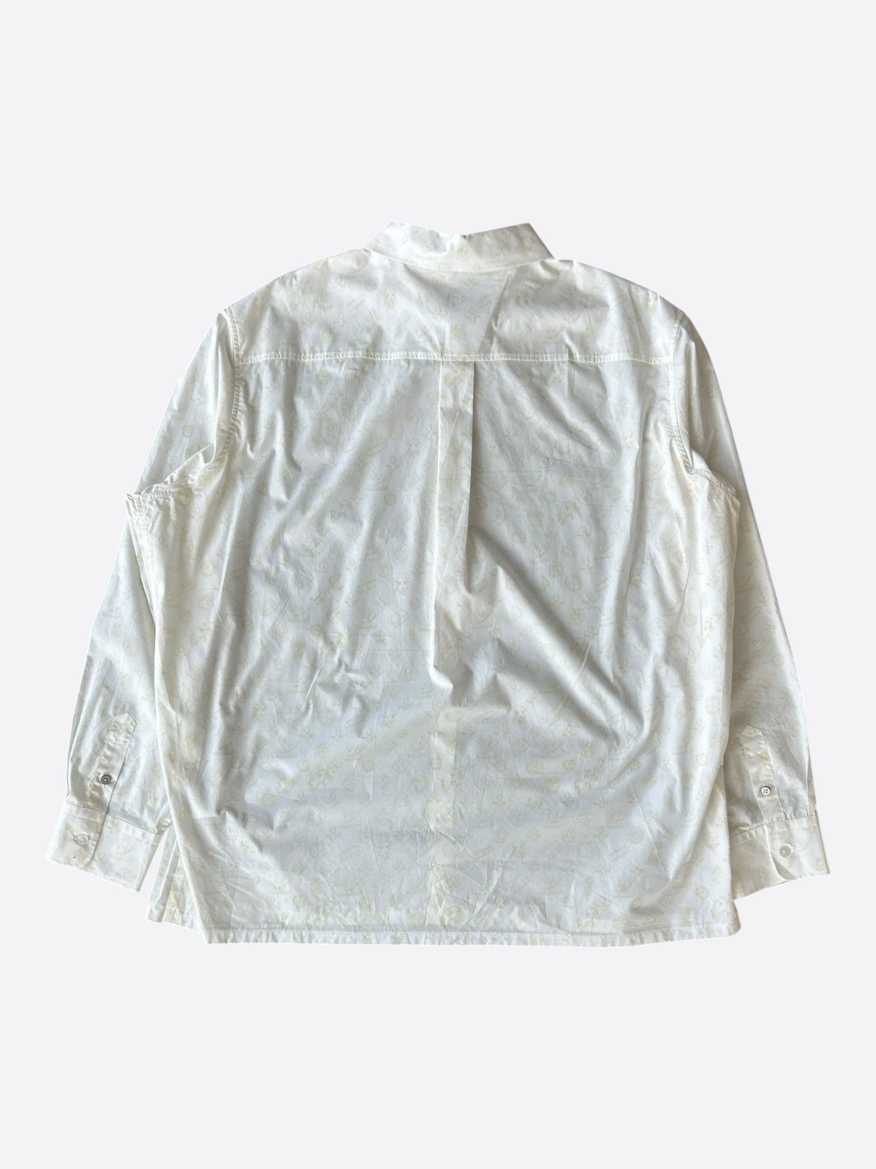Louis Vuitton Louis Vuitton Tyler The Creator White & Beige Monogram Shirt Size US XXL / EU 58 / 5 - 2 Thumbnail