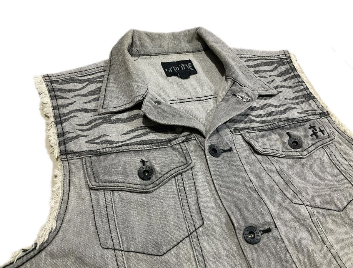 Hysteric Glamour × Japanese Brand × Seditionaries 🔥Sick Y2K Rude Frayed Denim Vest Tiger Printed Size US M / EU 48-50 / 2 - 5 Thumbnail