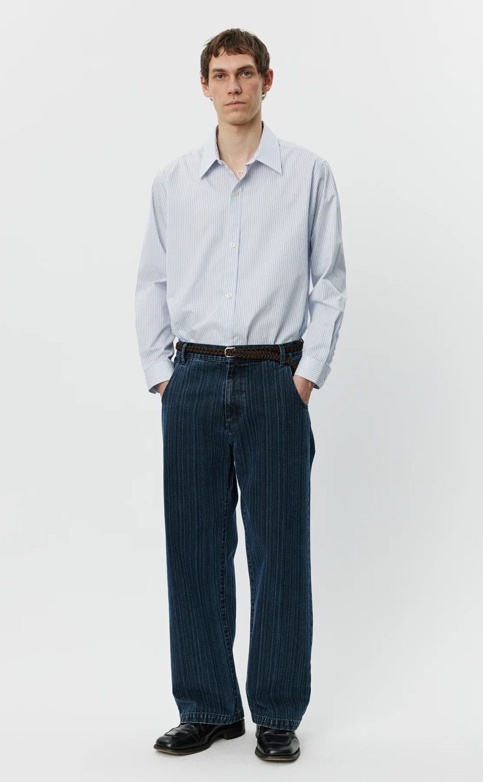 Mfpen NWT MFPEN STRAIGHT CUT JEANS - BLUE STRIPE Size US 34 / EU 50 - 1 Thumbnail