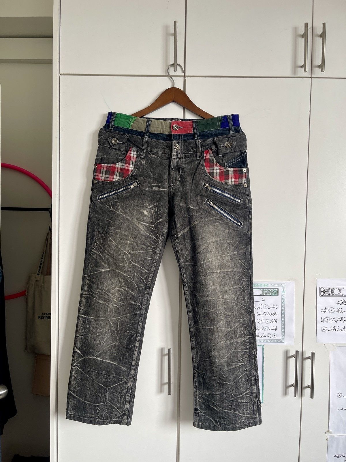 VINTAGE🔥🔥PATINA SKATEGANG DOUBLE WAIST WASHED BLACK 32X28