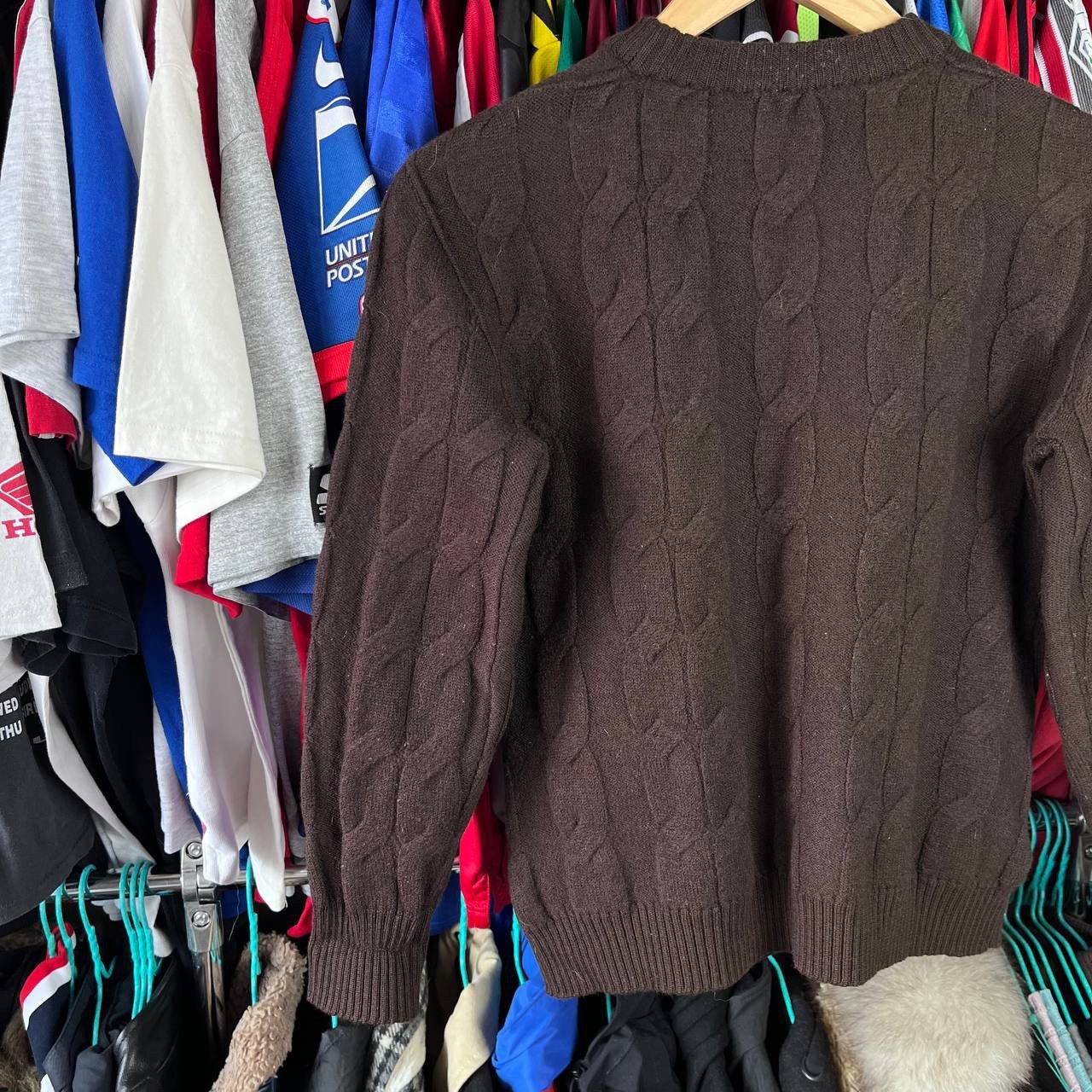Celine 80s Celine Paris Pure Wool Brown Cable Knit Cardigan Size XS / US 0-2 / IT 36-38 - 5 Thumbnail