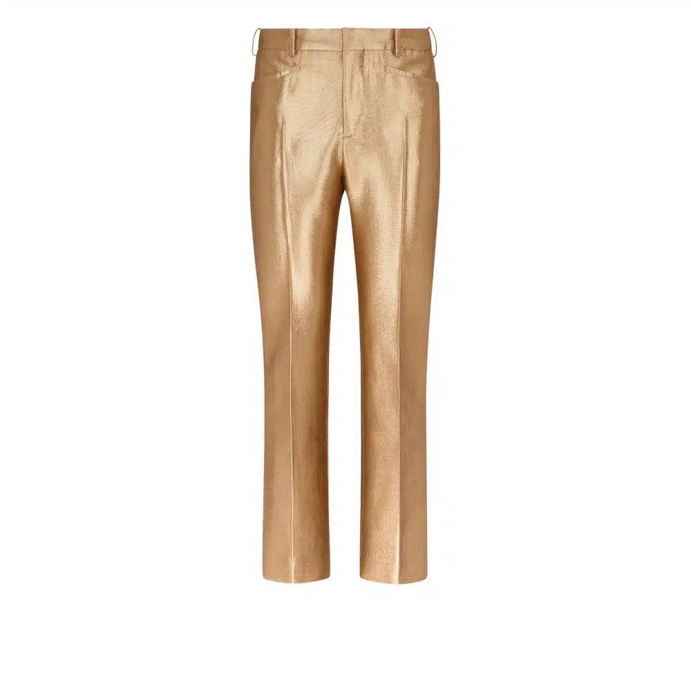 Tom Ford o1loc1c0525 PAW558 Lurex Wool Pant in Gold Size 24" / US 00 / IT 34 - 1 Thumbnail