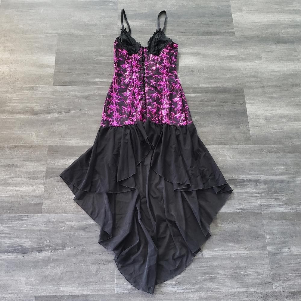 Designer Black Pink SL Long Corset Lingerie Nightie Size ONE SIZE - 1 Thumbnail