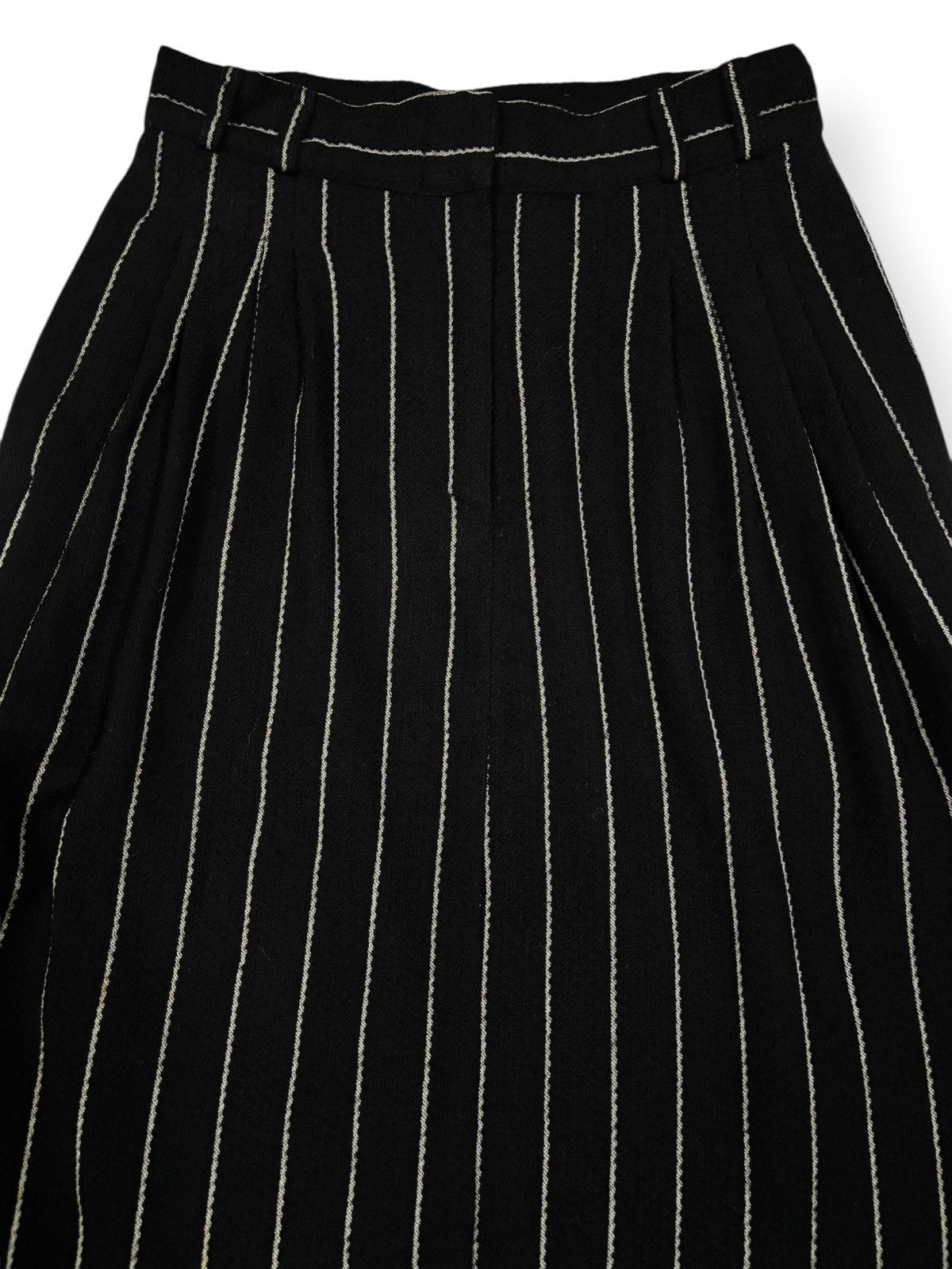 Versace Vintage Gianni Versace Striped Wool Pleated Wrap Midi Skirt Size 26" / US 2 / IT 38 - 3 Thumbnail