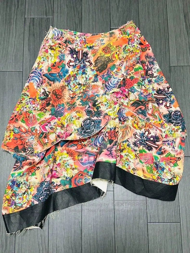 Comme des Garcons COMME des GARCONS 2004SS Red Floral Skirt. Size US 26 / EU 42 - 2 Thumbnail