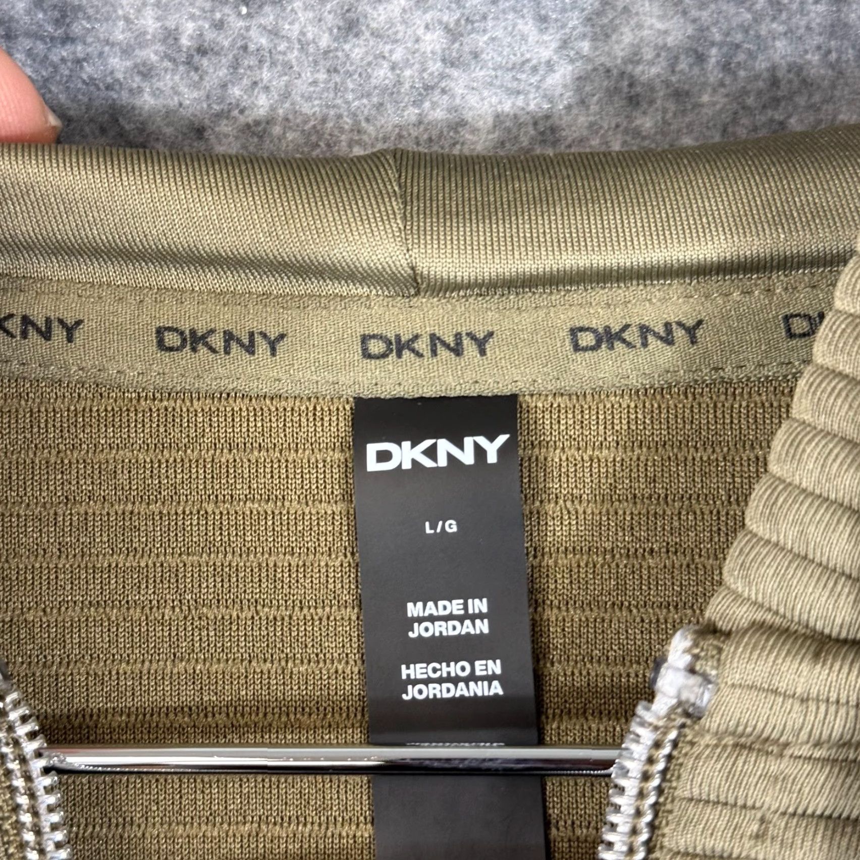 DKNY DKNY Hoodie Full Zip Womens L Utility Green NWT Ribbed Zipper Pockets Size L / US 10 / IT 46 - 7 Thumbnail