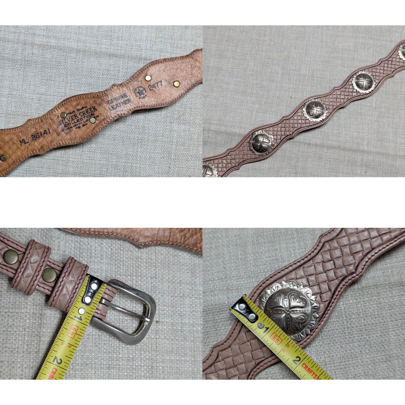 Vintage VINTAGE USA CONCHO buckle belt 32 leather TOOLED western RANGER cowboy Size 32 - 8 Thumbnail