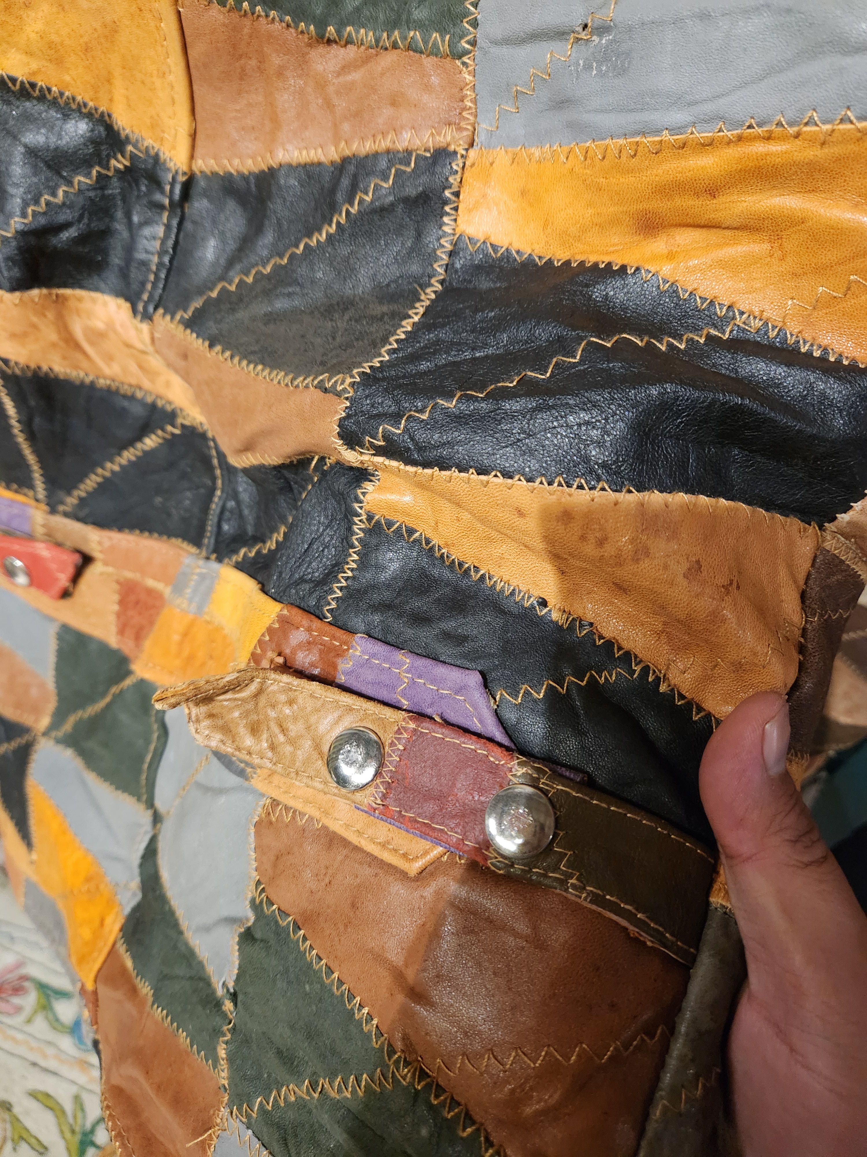 Vintage Vintage SAMPLE Korean made patchwork leather jacket Size US S / EU 44-46 / 1 - 6 Thumbnail