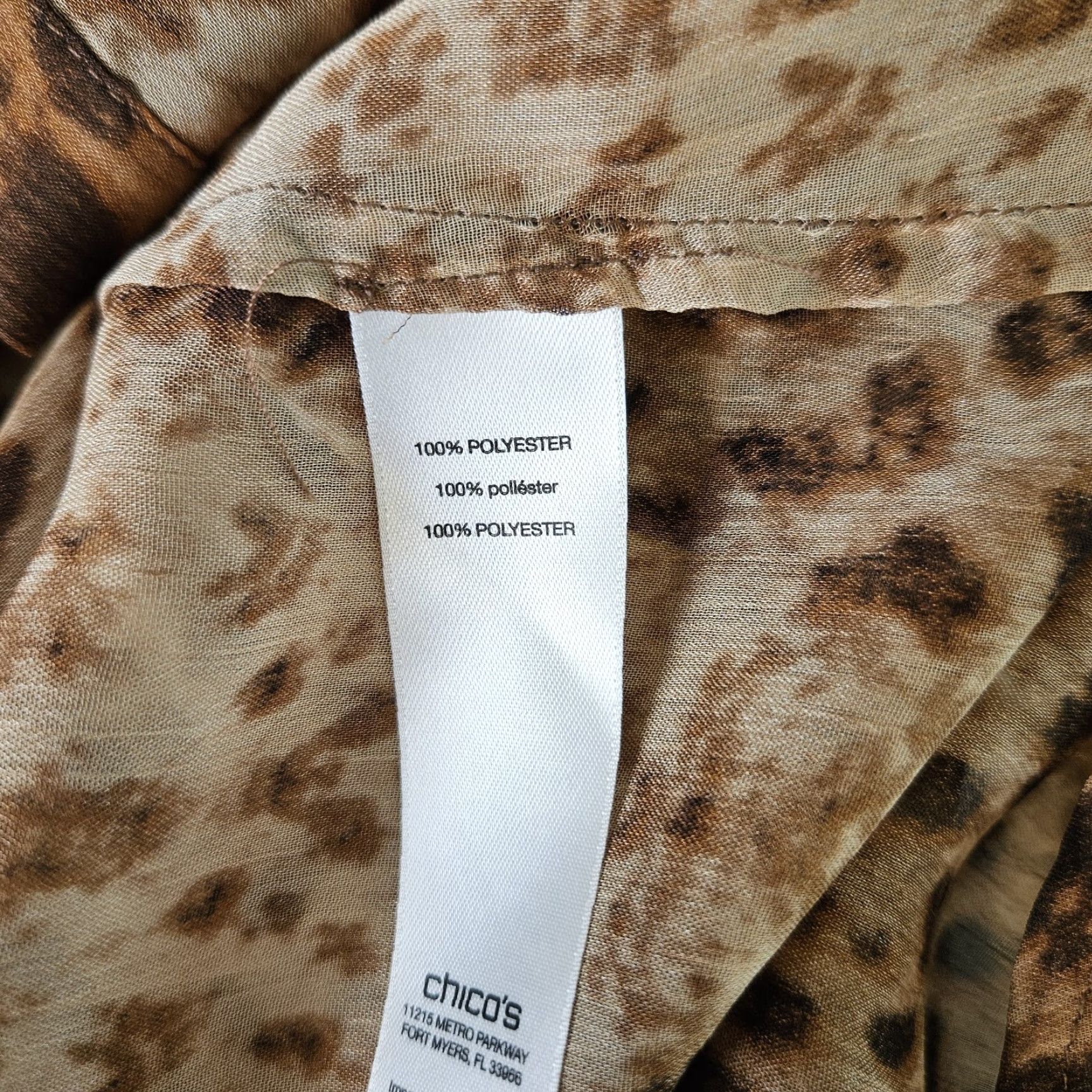 Vintage Chico's Womens Button Up Top Sz Large Brown Animal Print Sheer Long Sleeve Blouse Shirt Womens Size L / US 10 / IT 46 - 4 Thumbnail