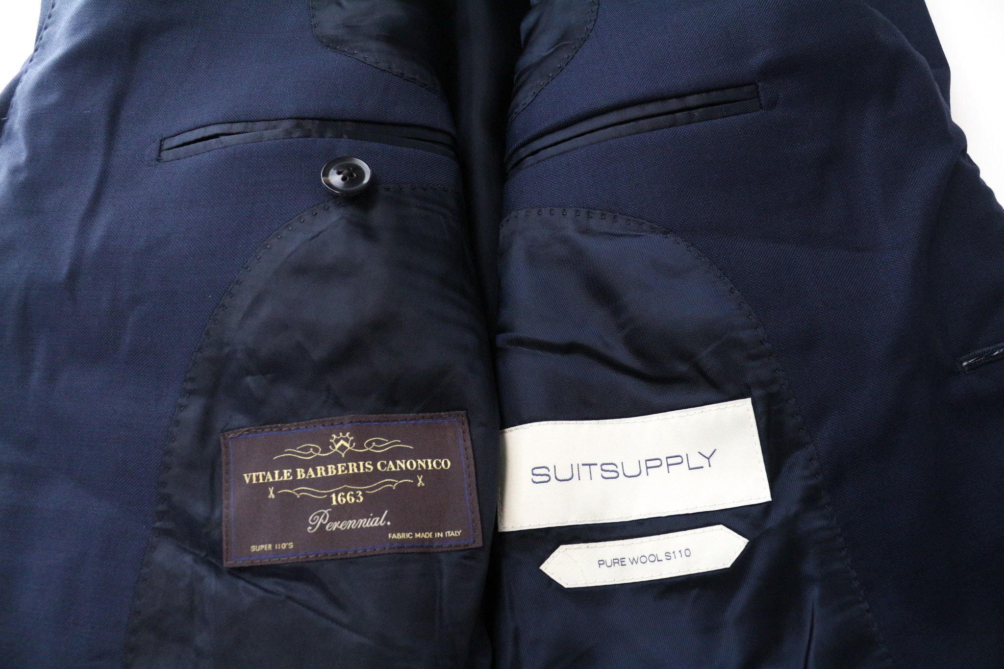 Suitsupply LAZIO UK32R Blue Wool Super 110's Slim Suit 75703 Size 34S - 8 Thumbnail