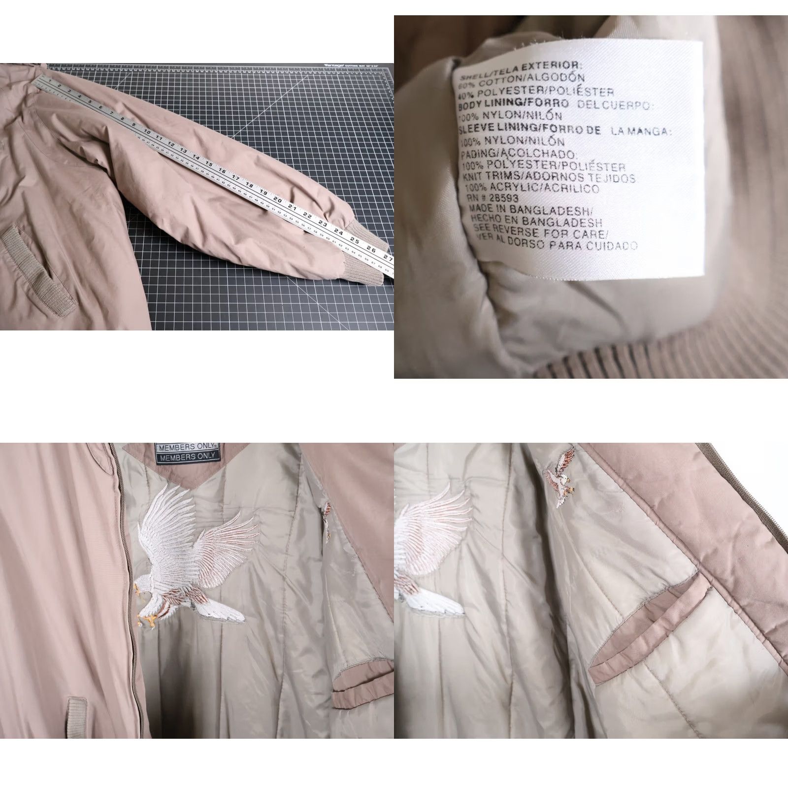 Members Only VINTAGE Members Only Iconic Bomber Jacket Mens 2XL Tall Gray Insulated Eagle Embroidery Size US XXL / EU 58 / 5 - 8 Thumbnail