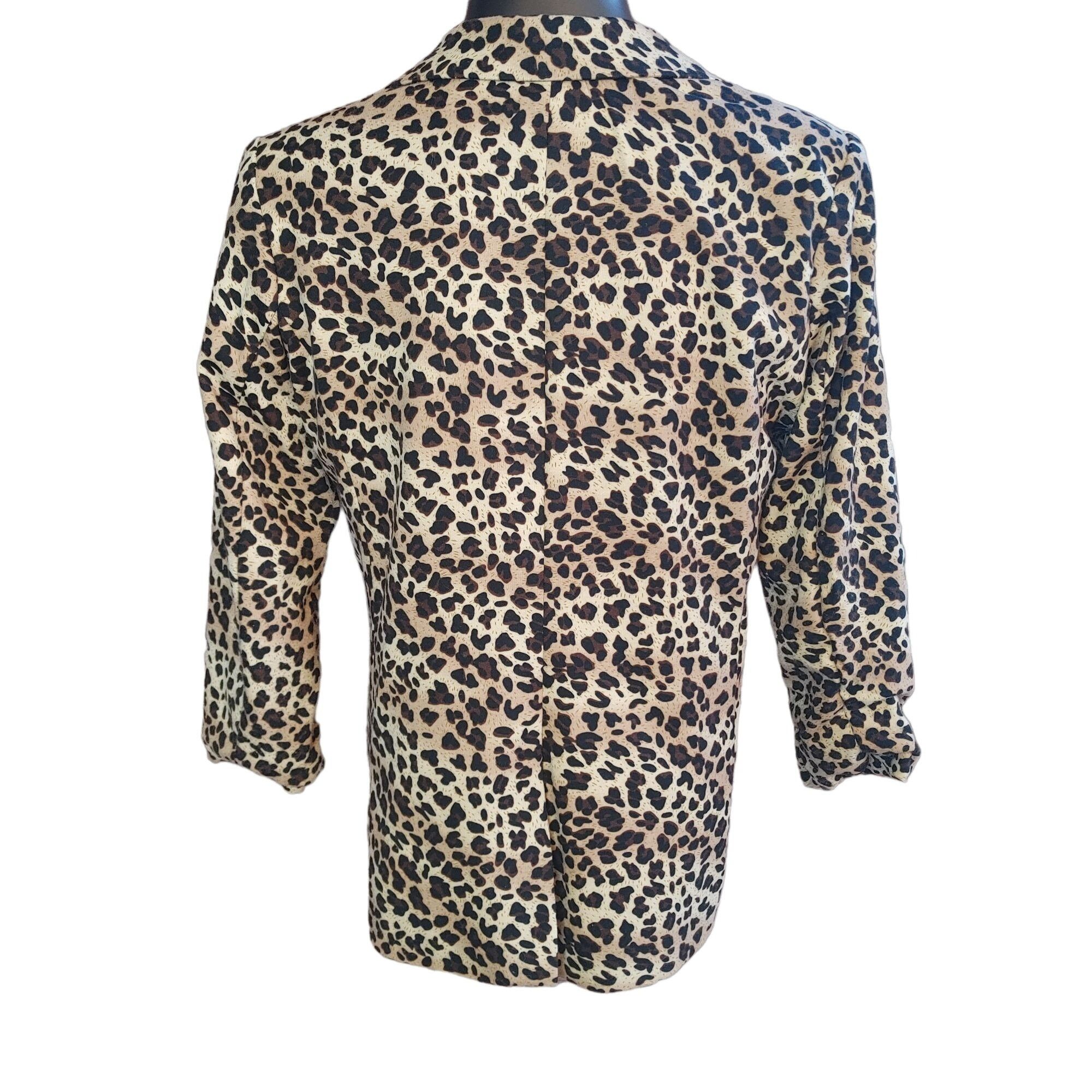 Other Maxim Studio Leopard Print Blazer Lined Ruched Sleeves Faux Size L / US 10 / IT 46 - 2 Thumbnail