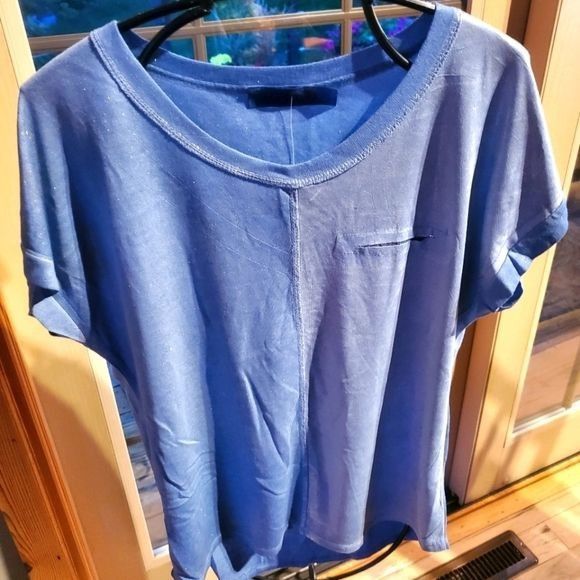 Vintage Amorosa Blue Metallic Pocket Short Sleeve Made in Italy Sz. Size L / US 10 / IT 46 - 1 Thumbnail