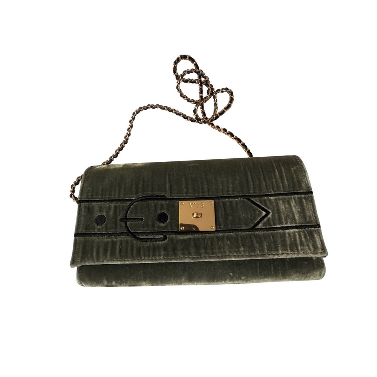 & Other Stories V73 Velvet Shoulder Bag Green Chain Strap Evening Clutch Size ONE SIZE - 1 Thumbnail