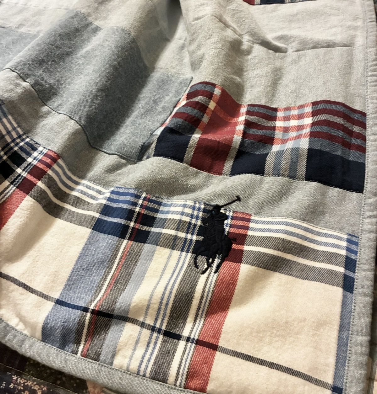Polo Ralph Lauren POLO RALPH LAUREN PATCHWORK DENIM FLAG BLANKET Size ONE SIZE - 7 Thumbnail