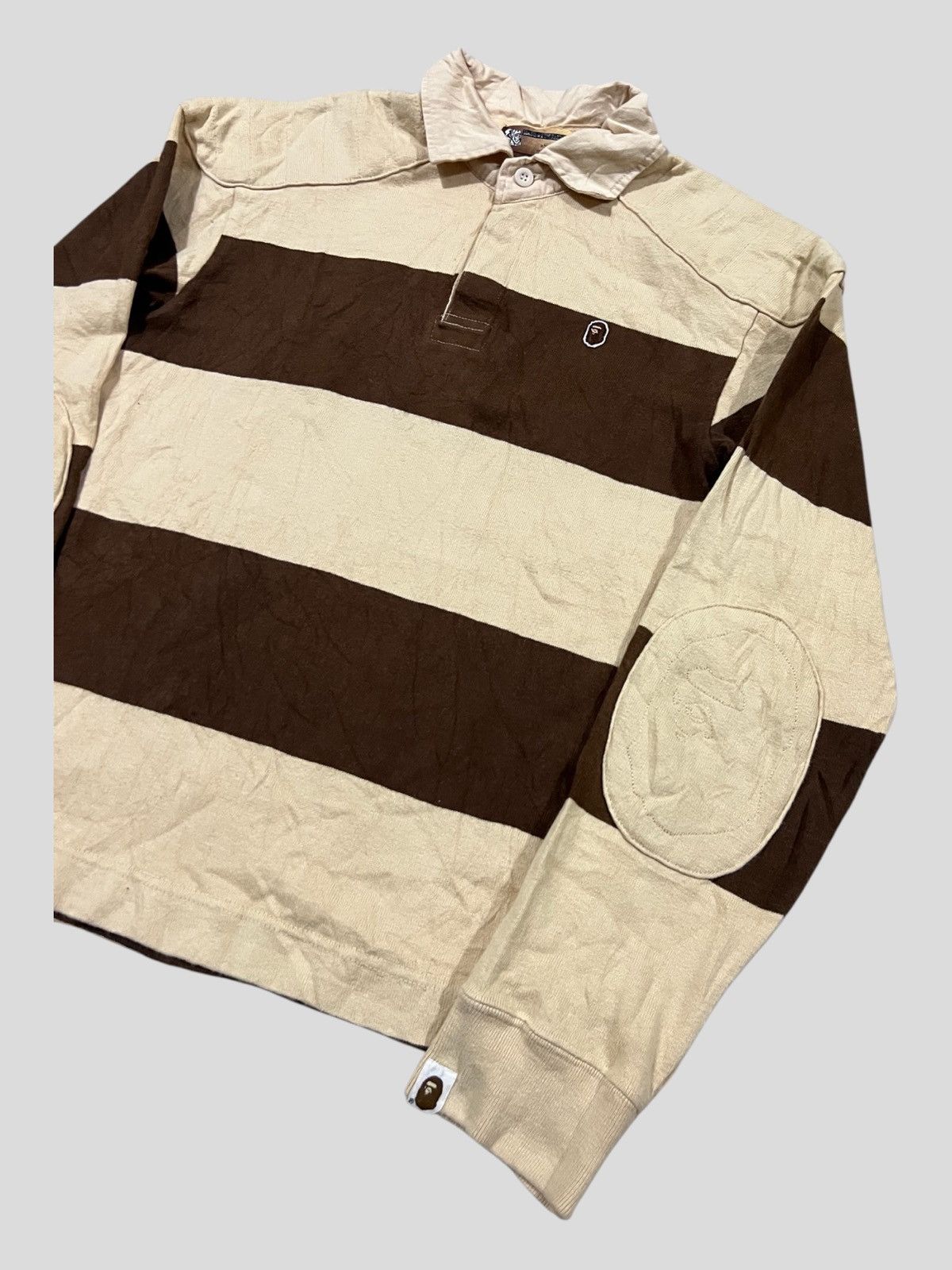 Bape Old Bathing Ape Rockabilly Striped Bape Head Arm Rugby Shirt Size US XS / EU 42 / 0 - 2 Thumbnail