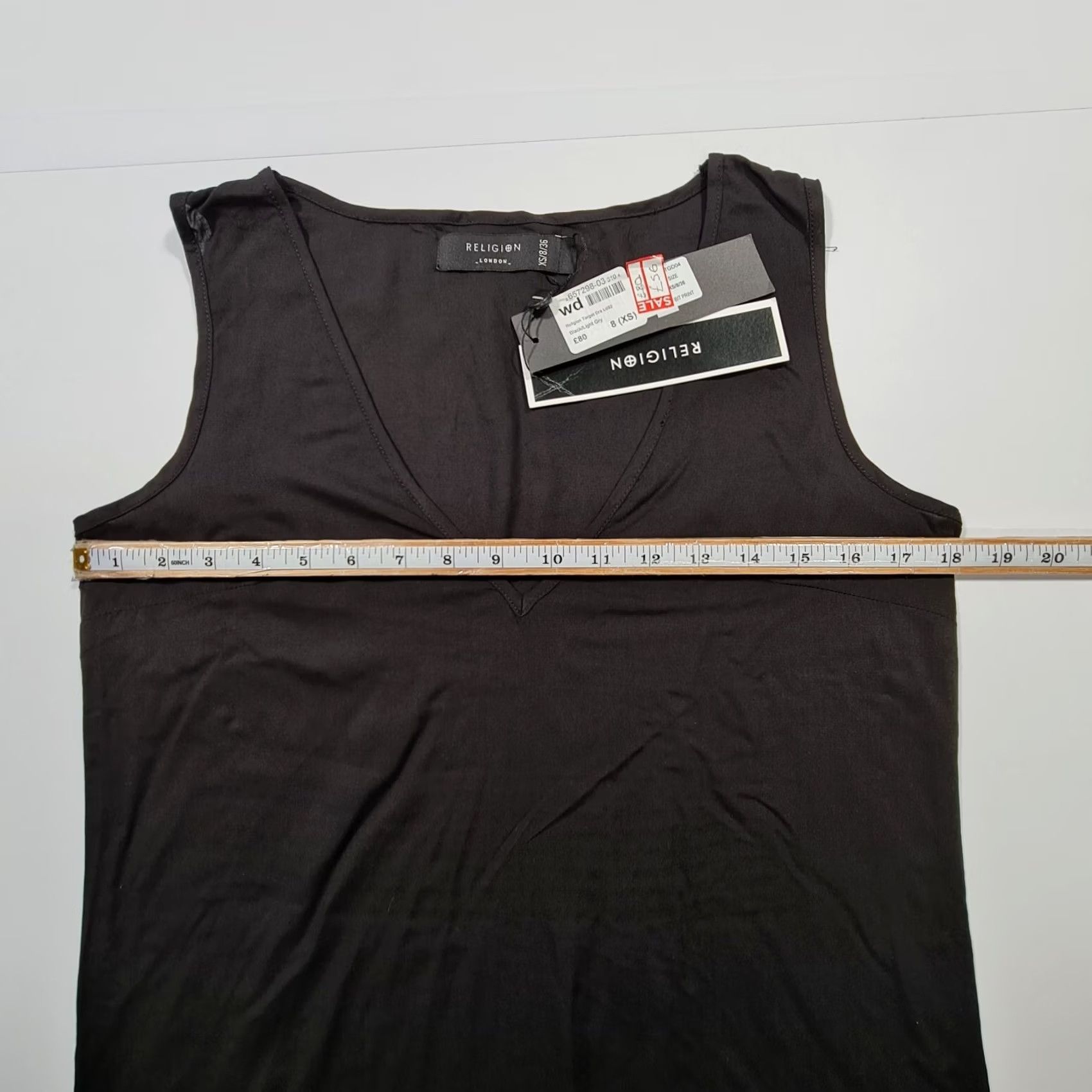 Vintage Religion Womens Tank Dress XS Black Sleeveless V-Neck Knee Length Casual Party/Cocktail Dress Size XS / US 0-2 / IT 36-38 - 4 Thumbnail
