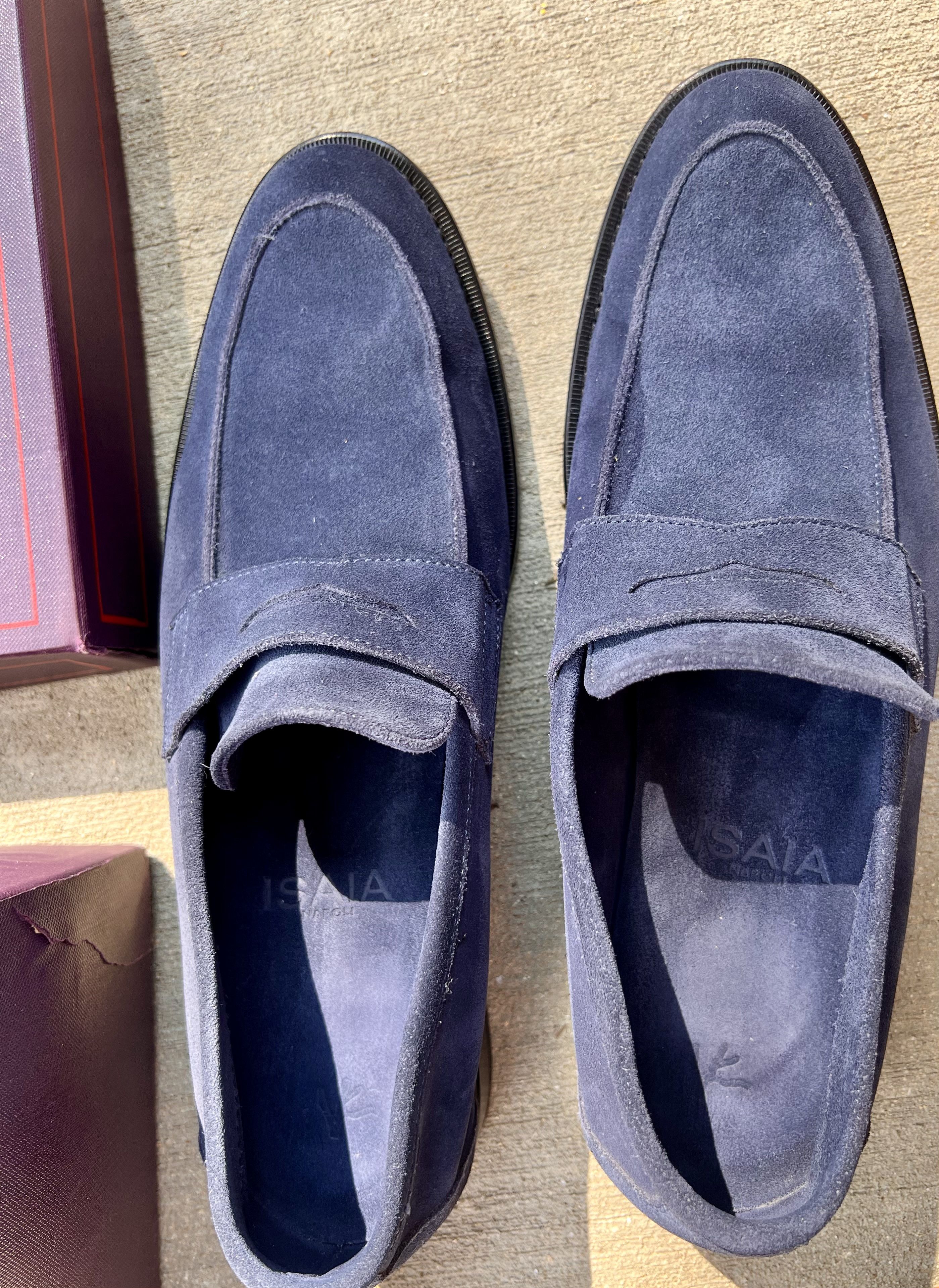 Isaia Blue Penny Loafers (UK6.5 / US7.5 Fits Like US8)