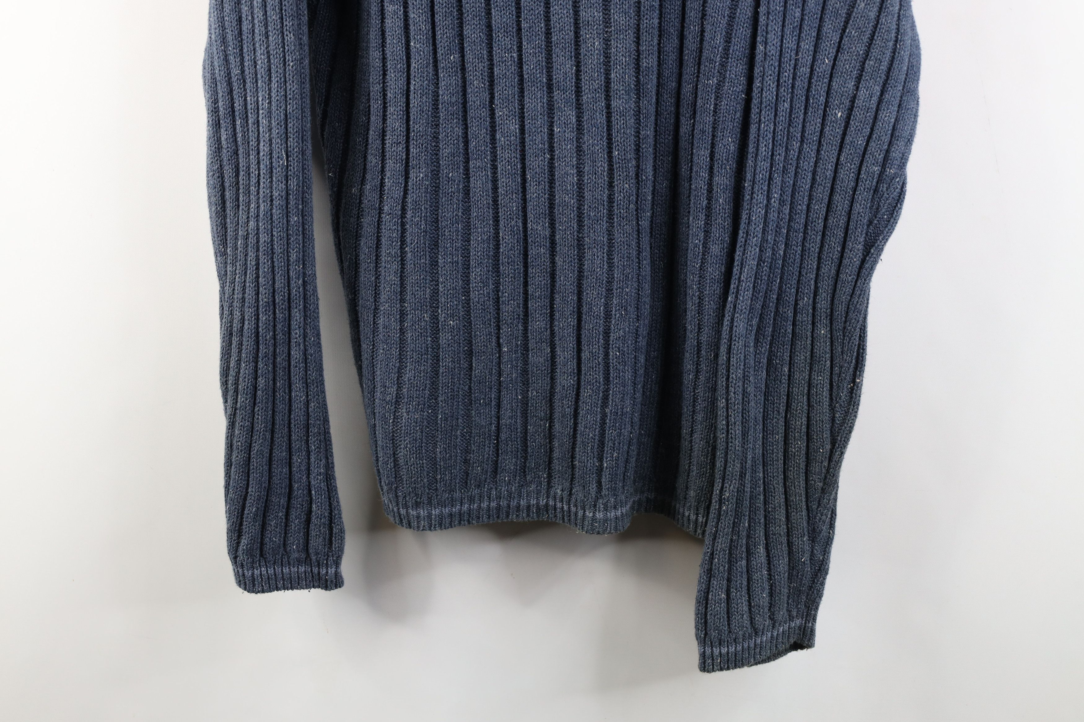Vintage Vintage 90s Streetwear Ribbed Knit Henley Sweater Blue Size US M / EU 48-50 / 2 - 3 Thumbnail