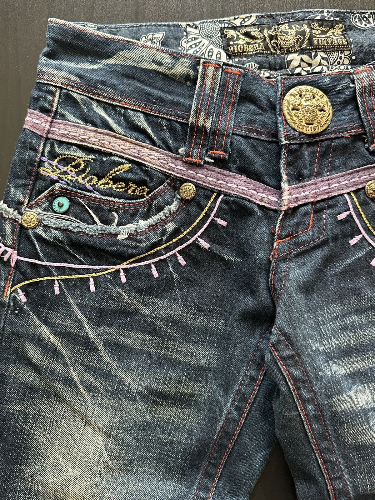 Japanese Brand Riobera Y2K Flared Denim Jeans Japanese Archive Fairy Grunge Size 25" / US 0 / IT 36 - 4 Thumbnail
