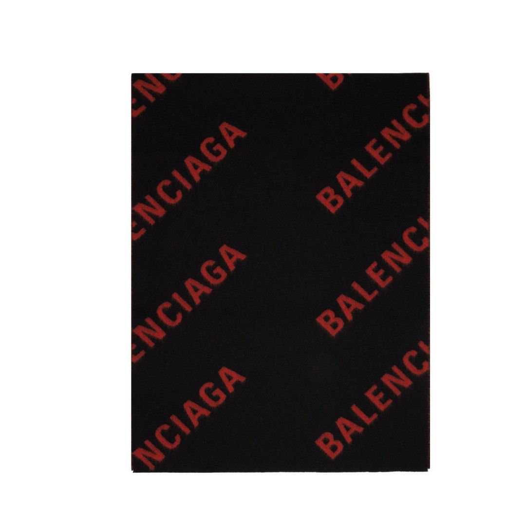 Balenciaga o1bcso1str1024 Size: OS / Allover Logo Macro Scarf Red/Black Size ONE SIZE - 1 Thumbnail