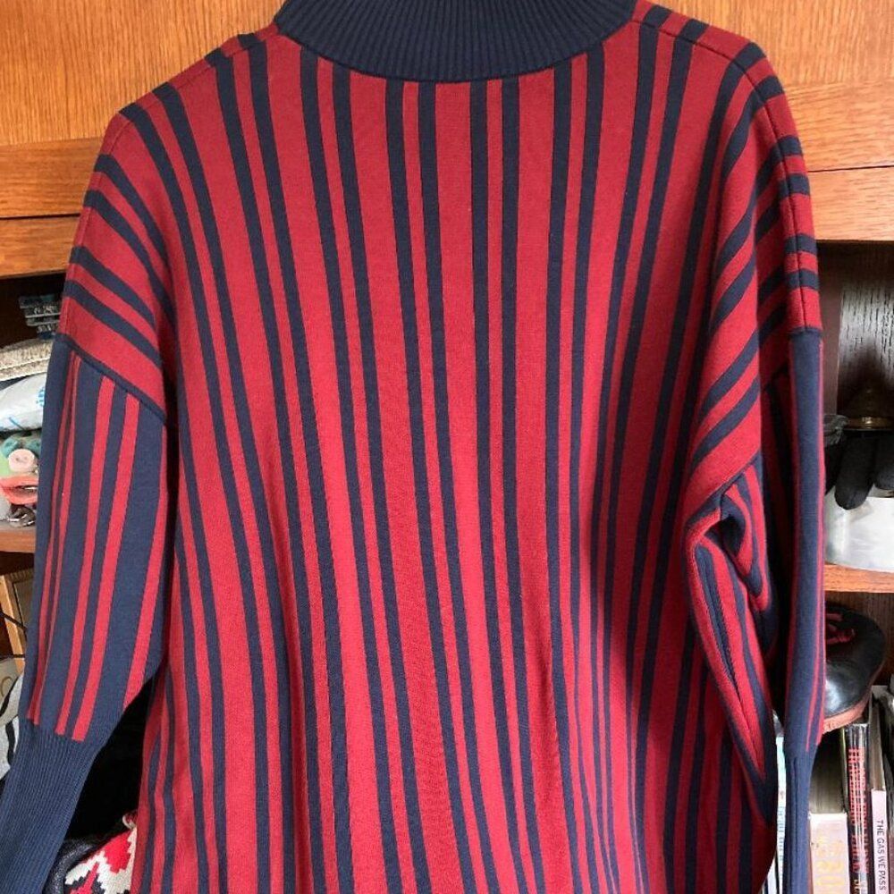 Tanya Taylor Tanya Taylor Size XL Sample Sweater Burgundy Navy Stripe Oversized Turtleneck Size XL / US 12-14 / IT 48-50 - 9 Thumbnail