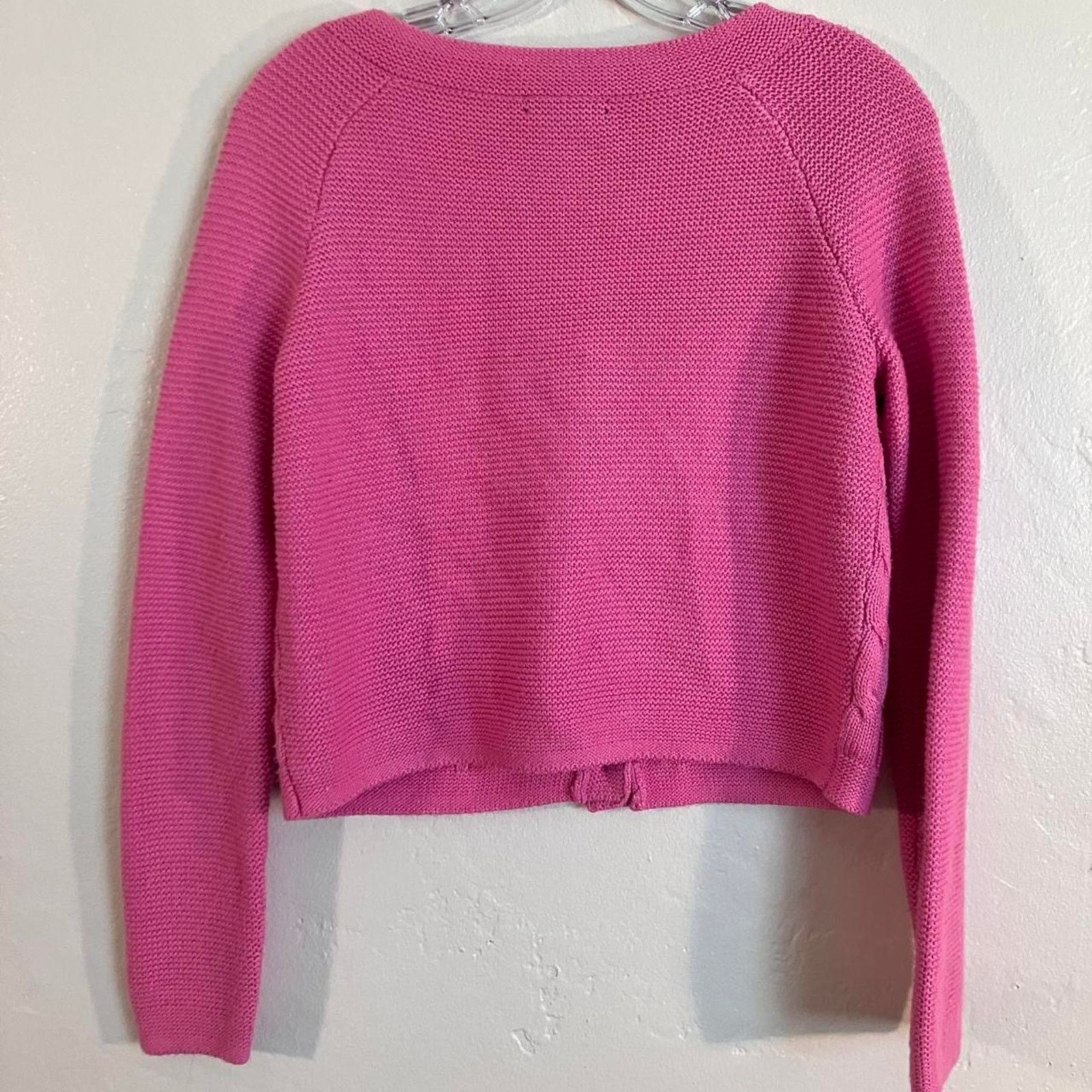 Other New York & Company Light Pink Cable Knit Crop Top Cardigan Size S / US 4 / IT 40 - 4 Thumbnail